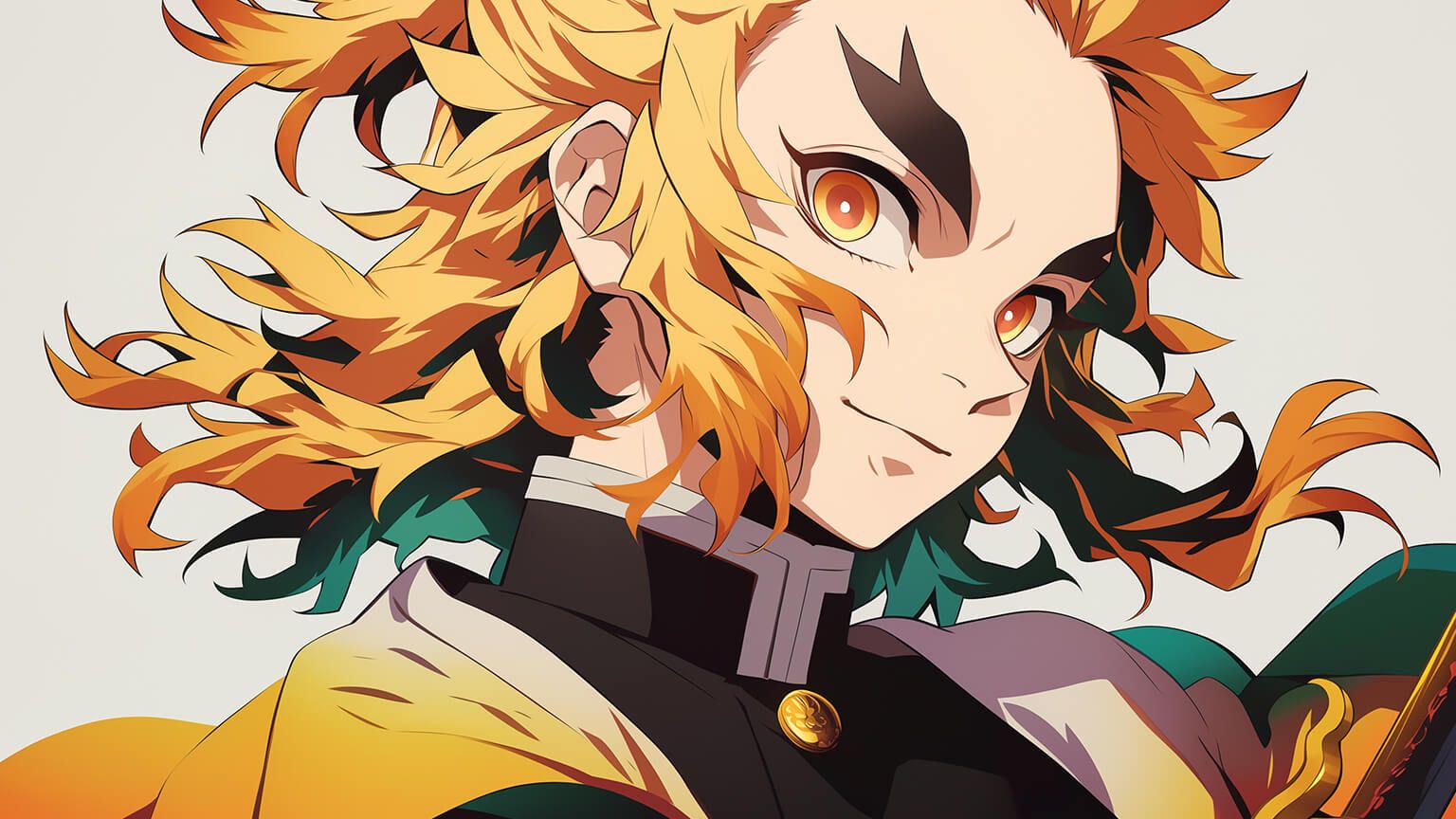 1536x864 Demon Slayer Rengoku White Desktop