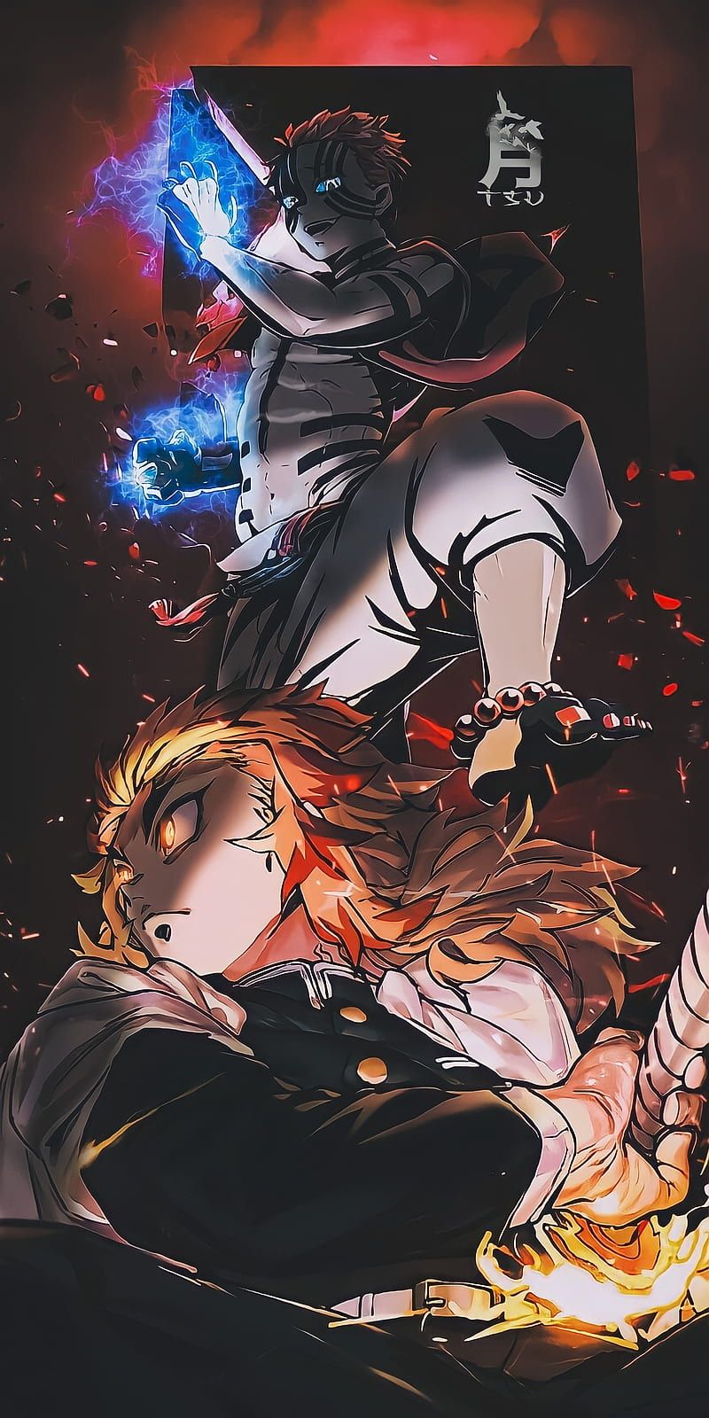 800x1600 Rengoku vs Akaza, Demon slayer, Mugen train, HD phone wallpaper
