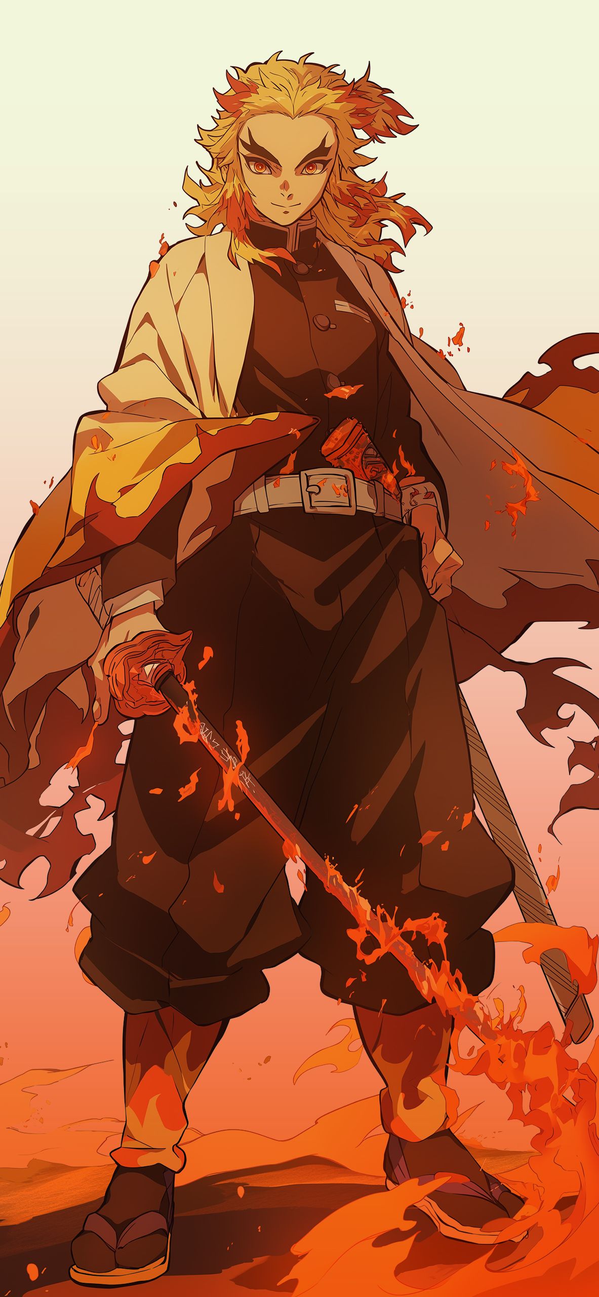 1183x2560 Demon Slayer Rengoku Flaming Wallpaper