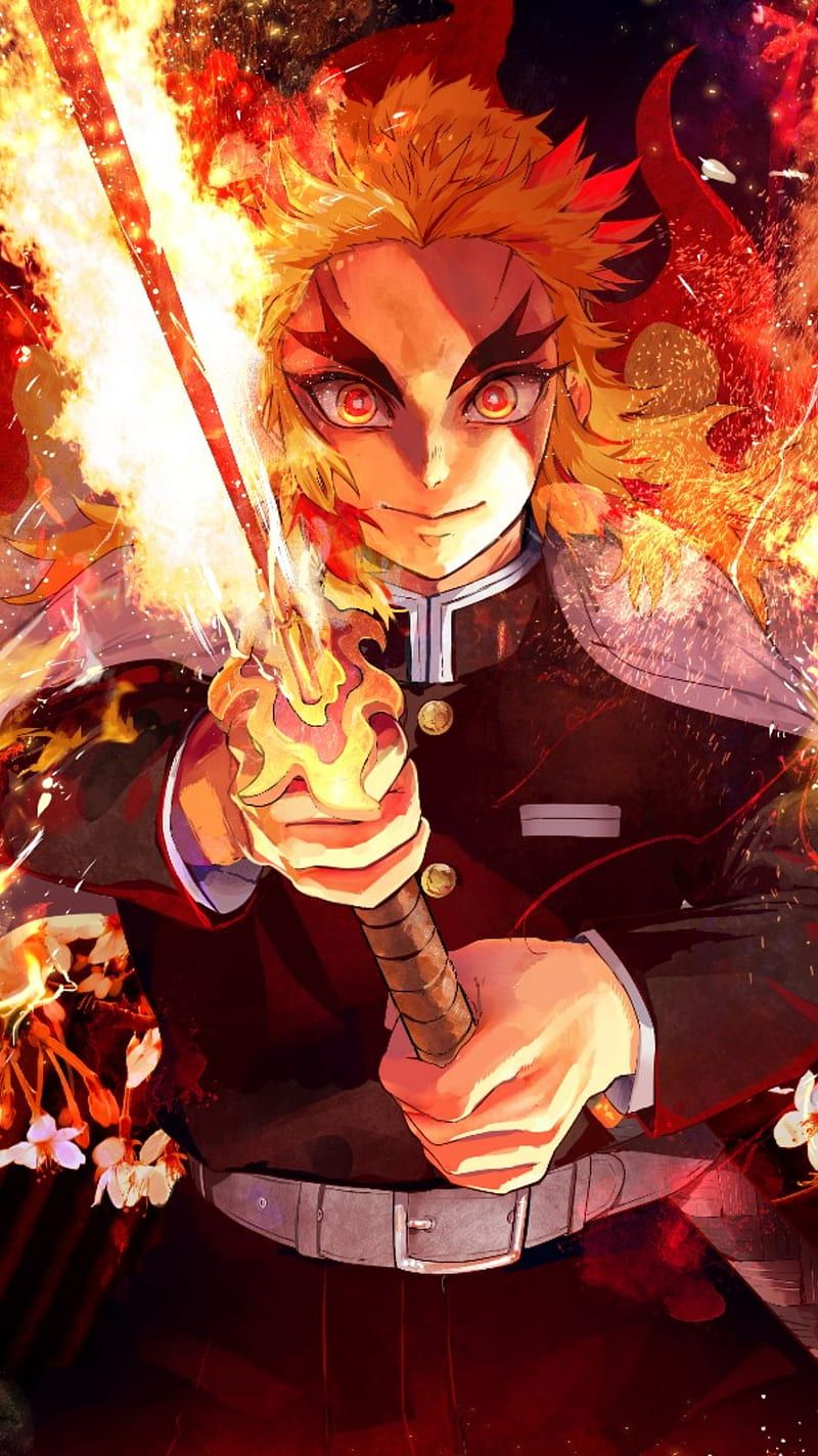 800x1424 Kyojuro Rengoku, demon slayer, giyu