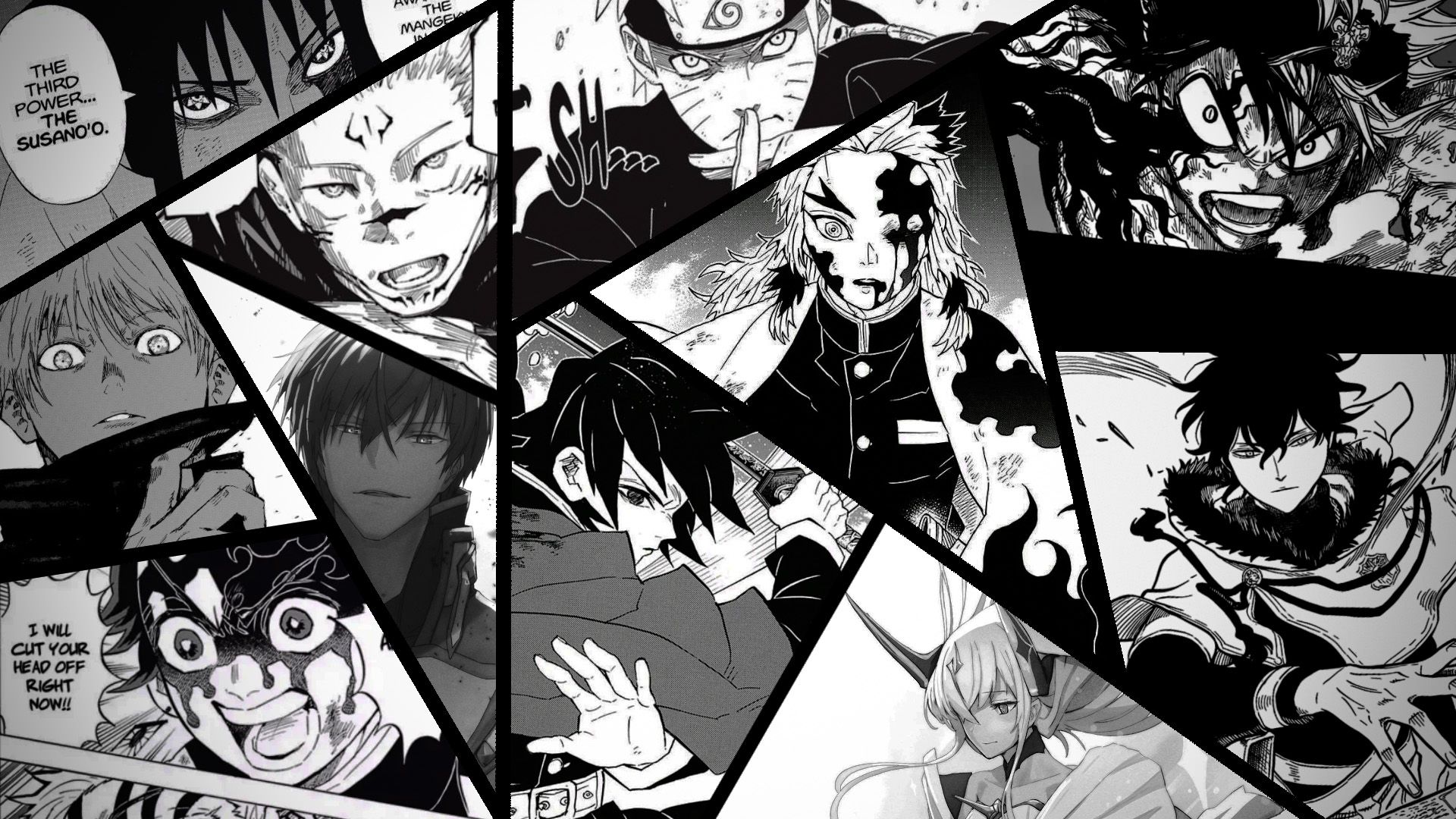 1920x1080 Rengoku Black And White Wallpaper