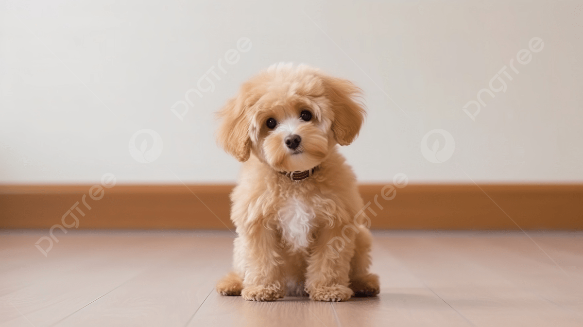 1200x673 Small Poodle Sitting On Wooden Floor
