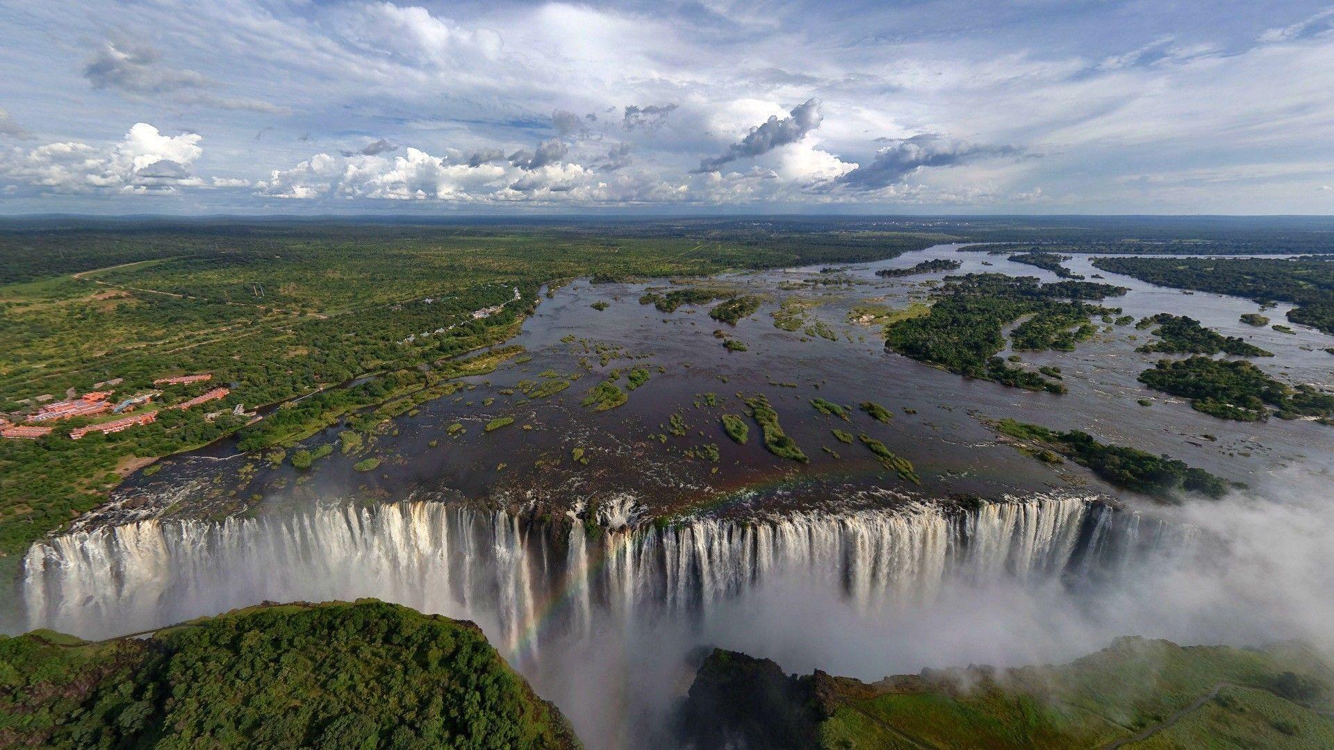 1920x1080 1920x1080 lake waterfall trees landscape zambezi