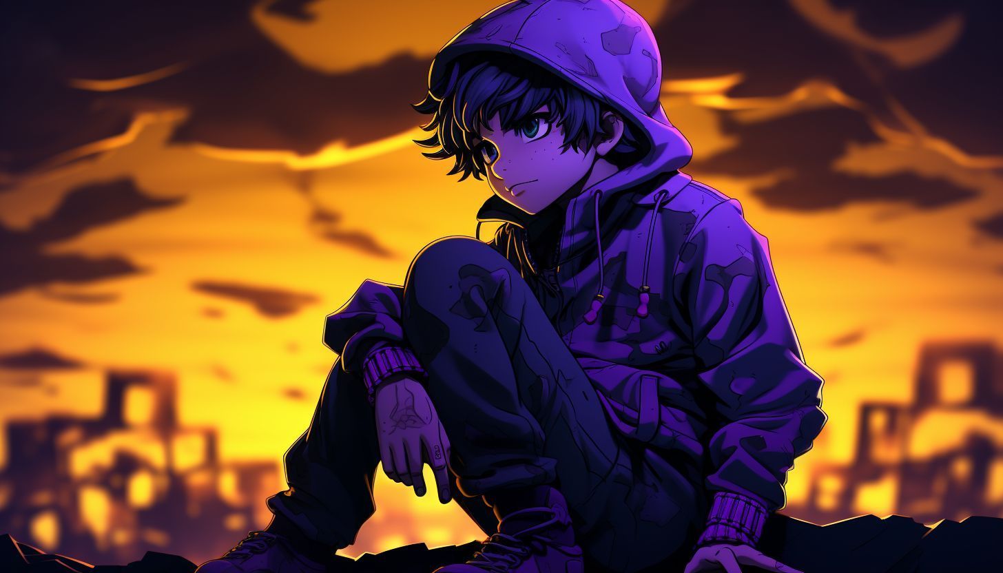1456x832 the anime boy sitting on a platform