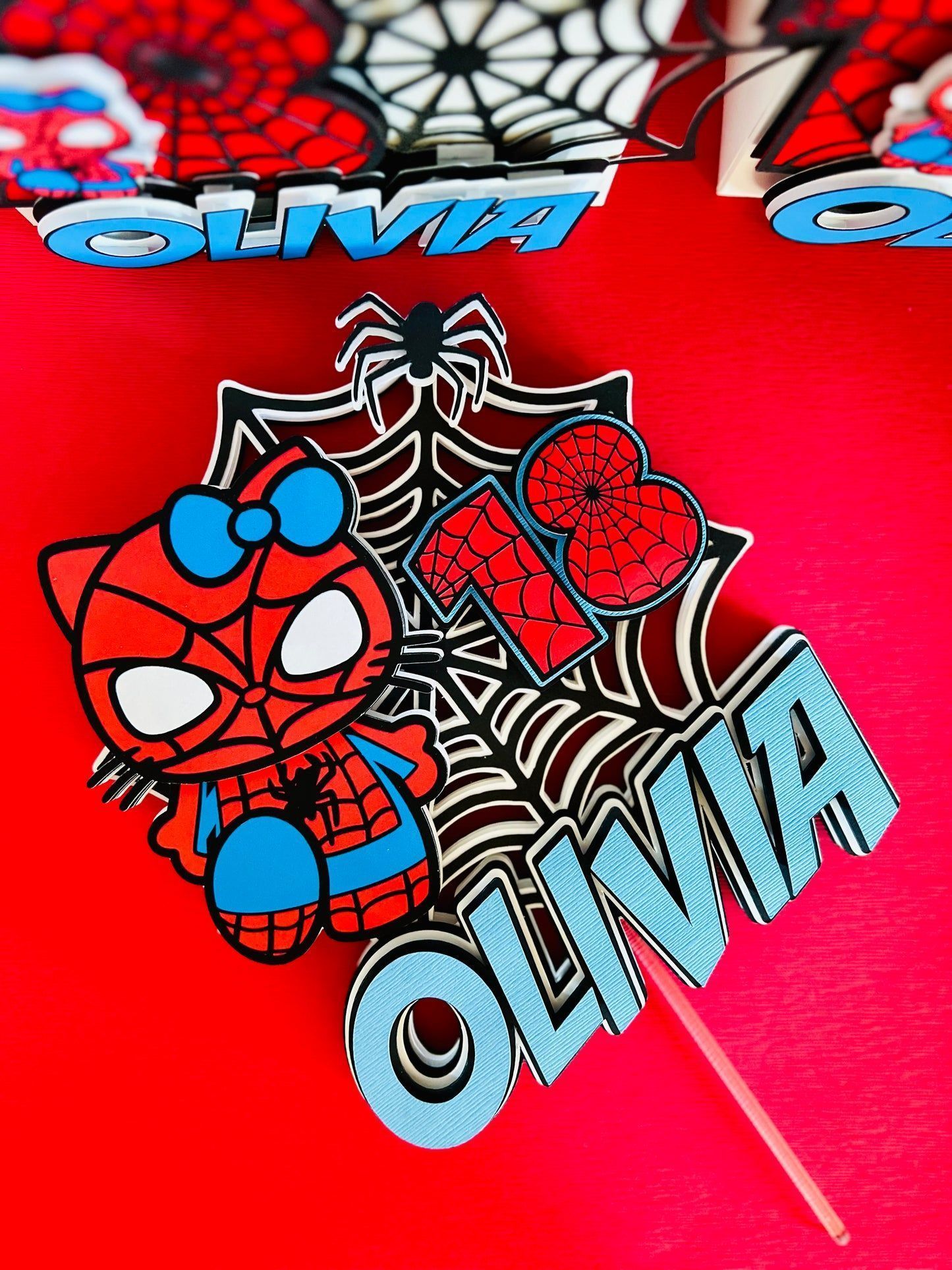 1445x1927 Hello Kitty Spiderman Cake Topper