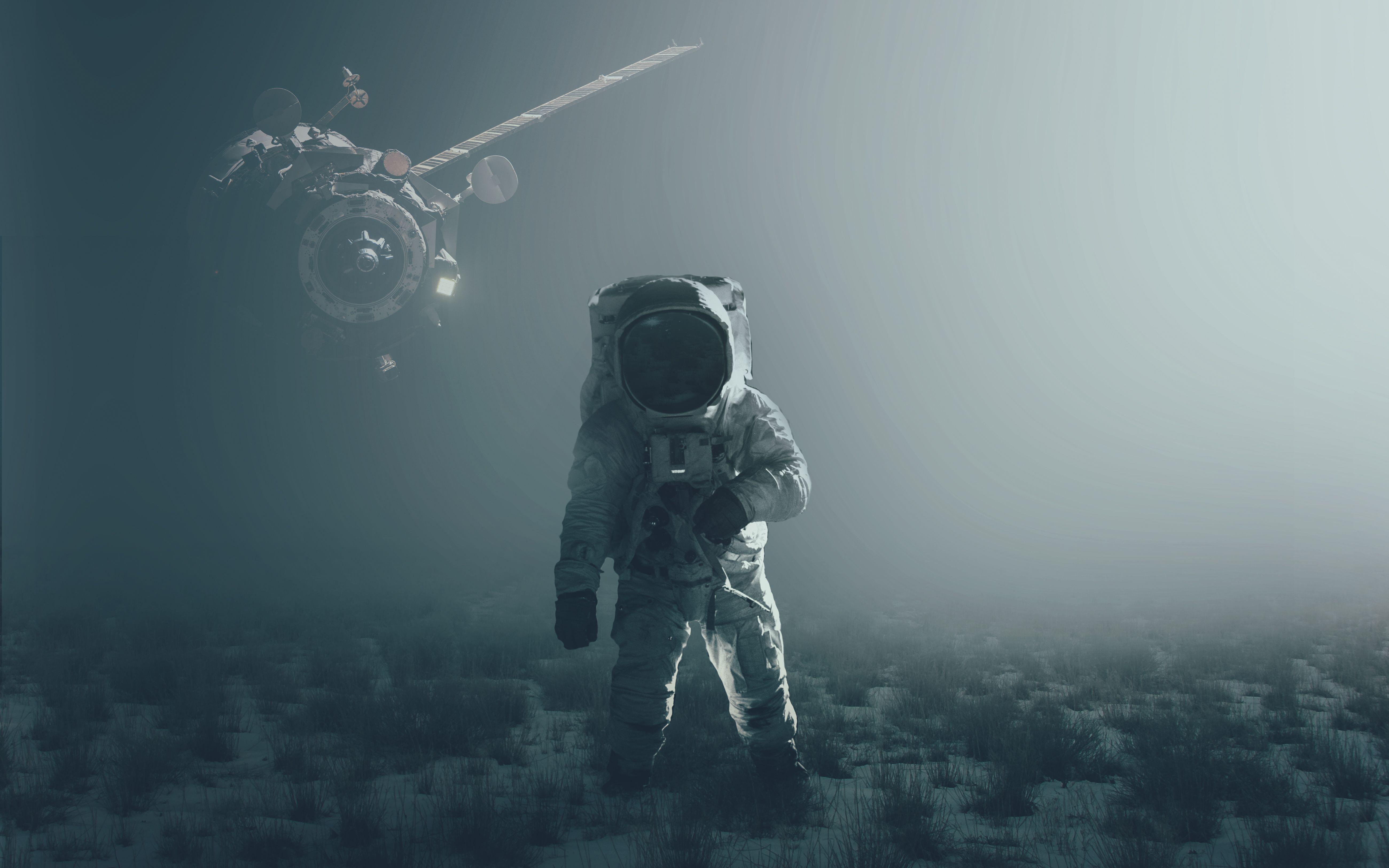 5200x3250 Astronaut Satellite 5K Wallpaper