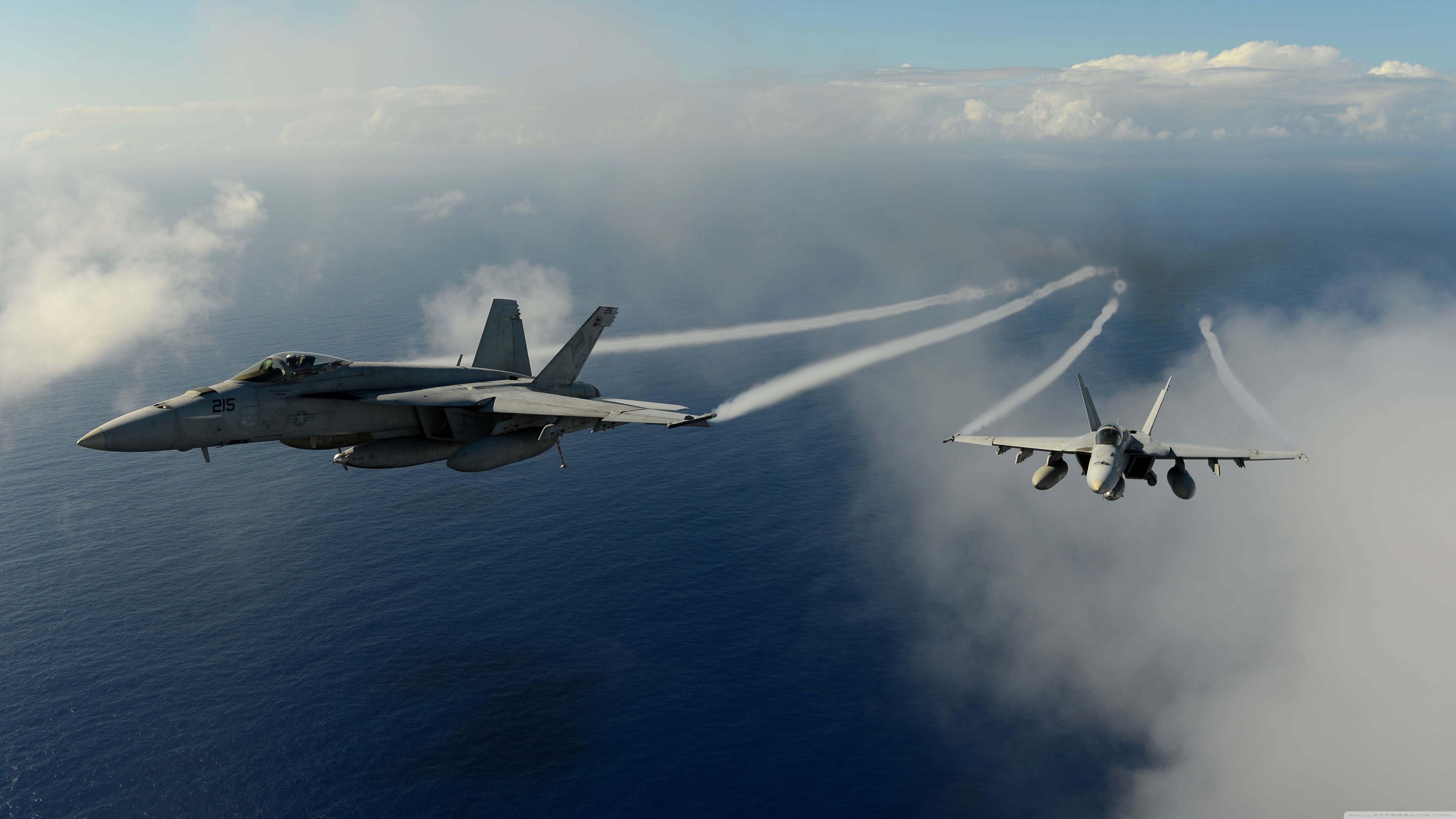 5120x2880 Military Aircrafts Flying Over Pacific Ocean ❤ 4K HD