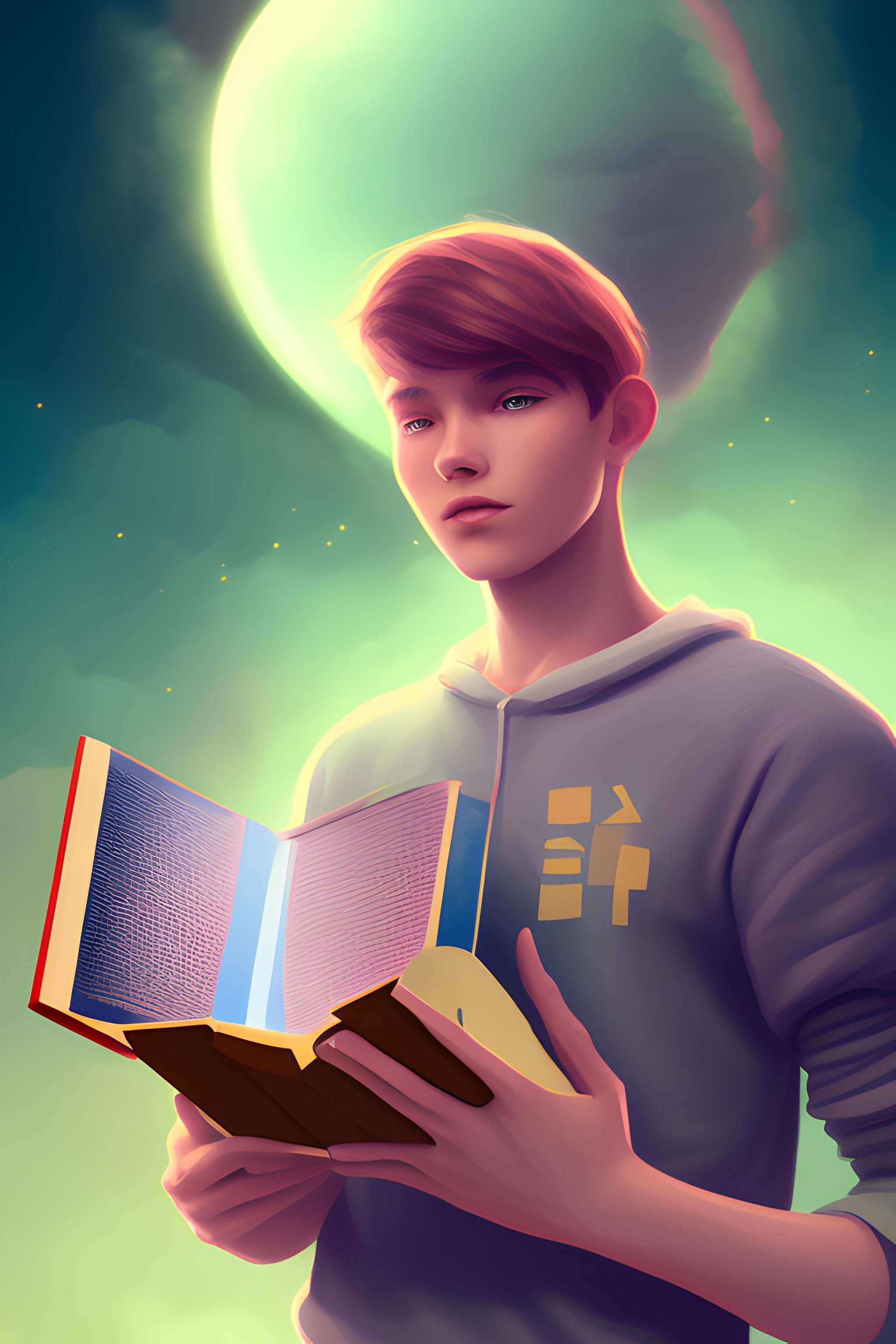 2048x3072 Worrior, boy hold a book with a good