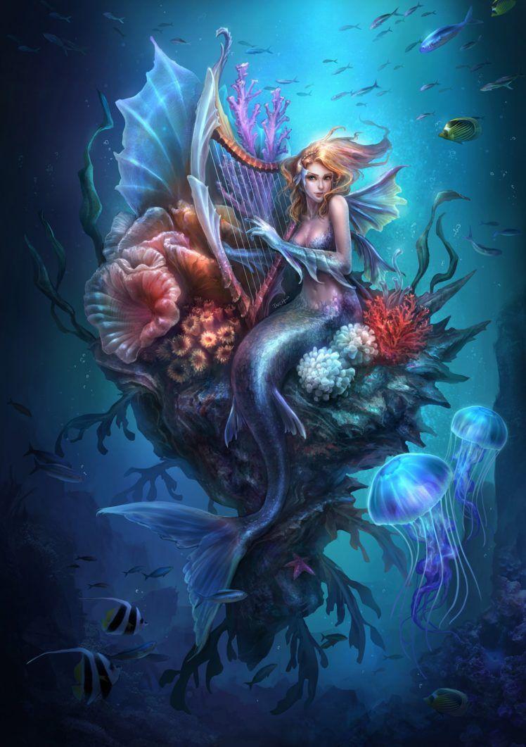 748x1061 Fantasy art francis tneh Mermaid Hình nền HD / Máy tính để bàn