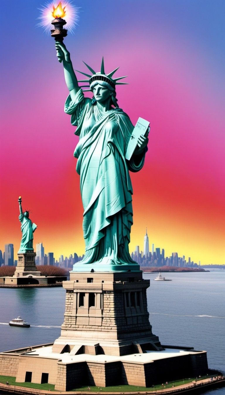 768x1344 the statue of liberty as a large