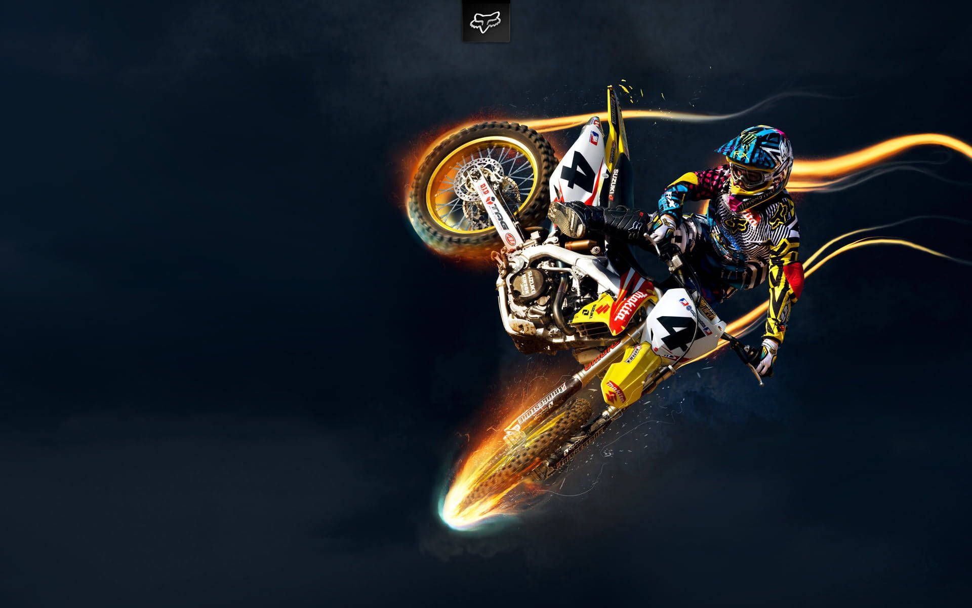 1920x1200 Download free Flaming Motocross Bike On
