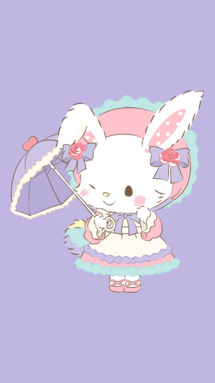 736x1308 Kawaii Bunny Umbrella Wallpaper