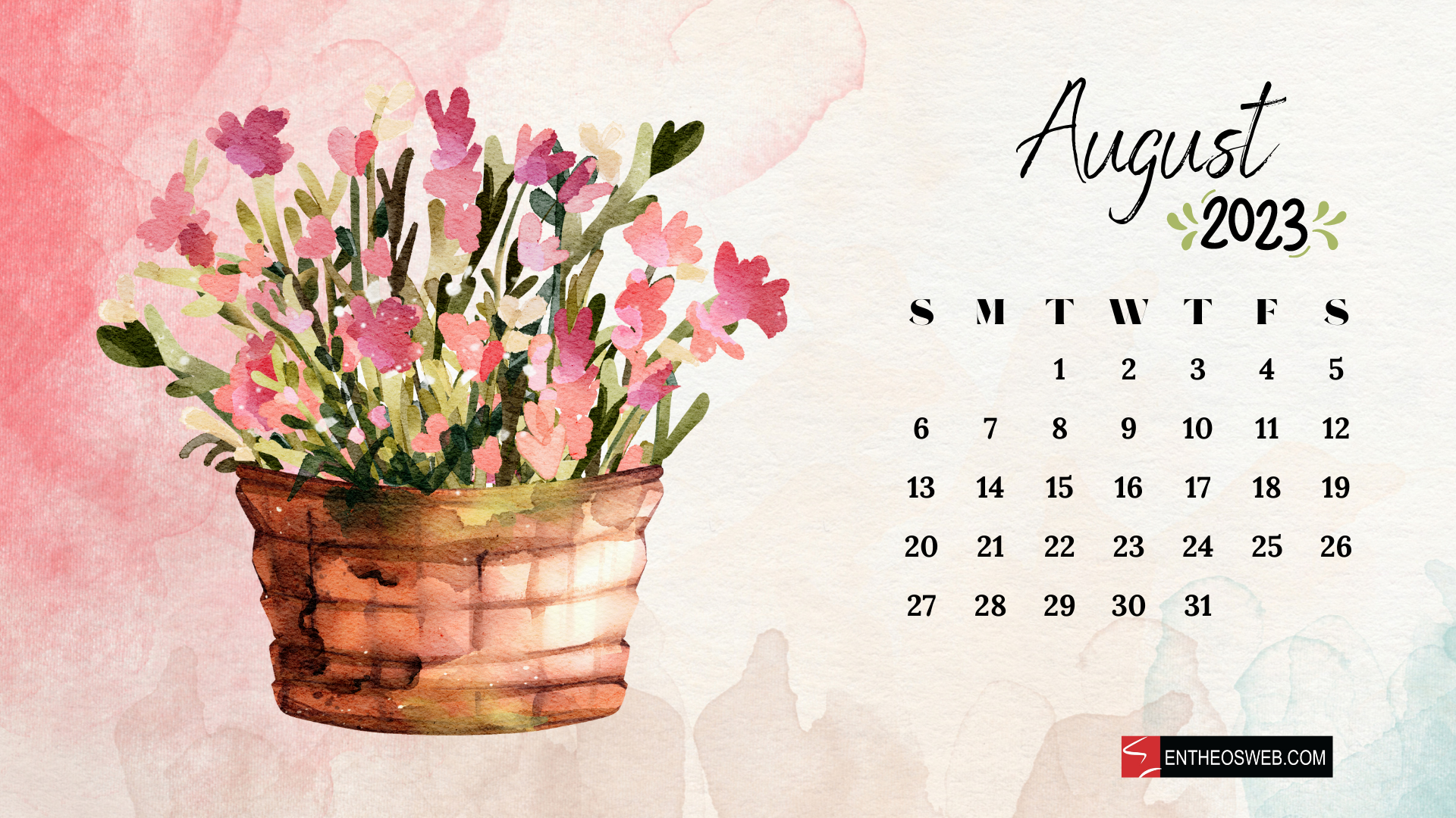 1920x1080 August Calendar Desktop Wallpaper