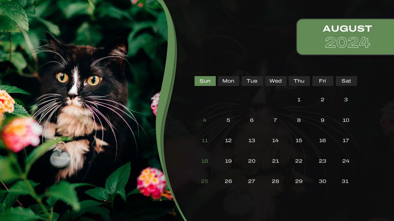 1280x720 Free PowerPoint Calendar 2024 Template