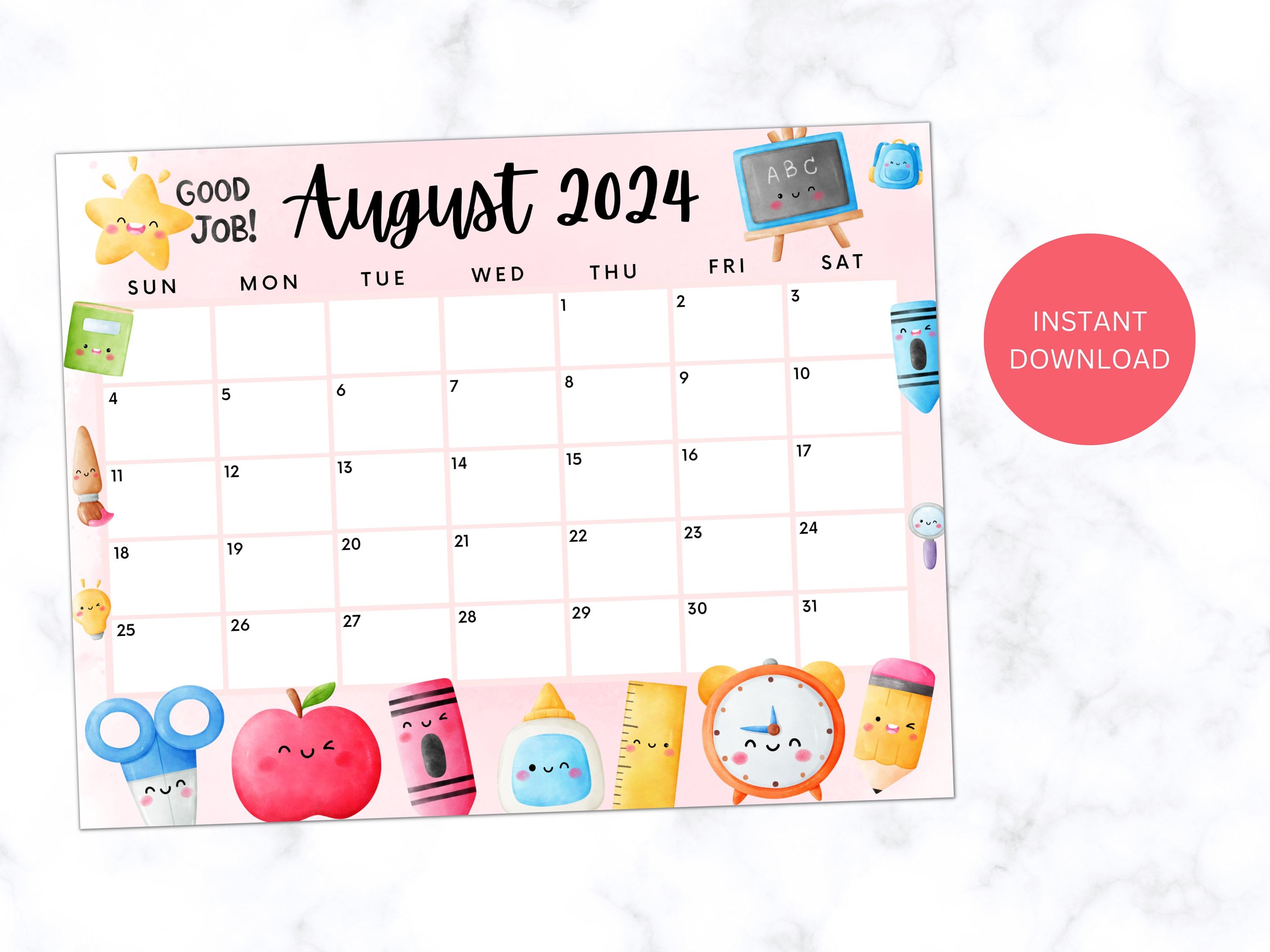 3000x2250 Printable August 2024 Calendar