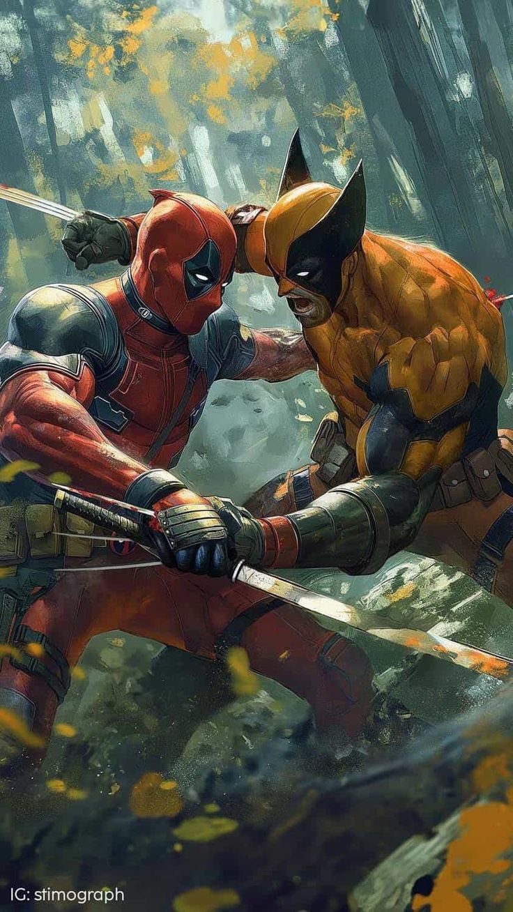 736x1308 Wolverine vs Deadpool iPhone Wallpaper