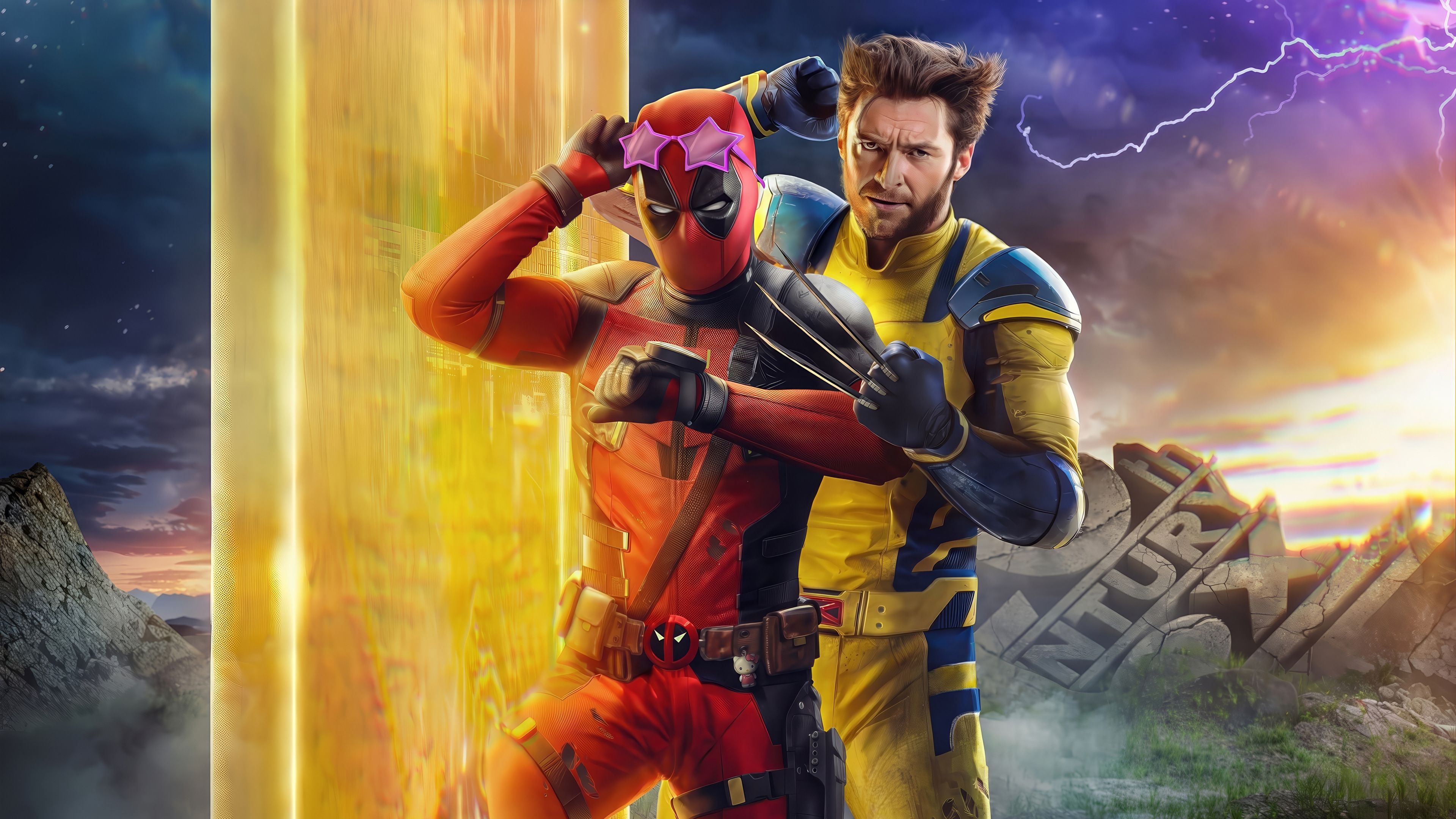 3840x2160 Epic Duo: Deadpool & Wolverine 8K Ultra HD Wallpaperx4320