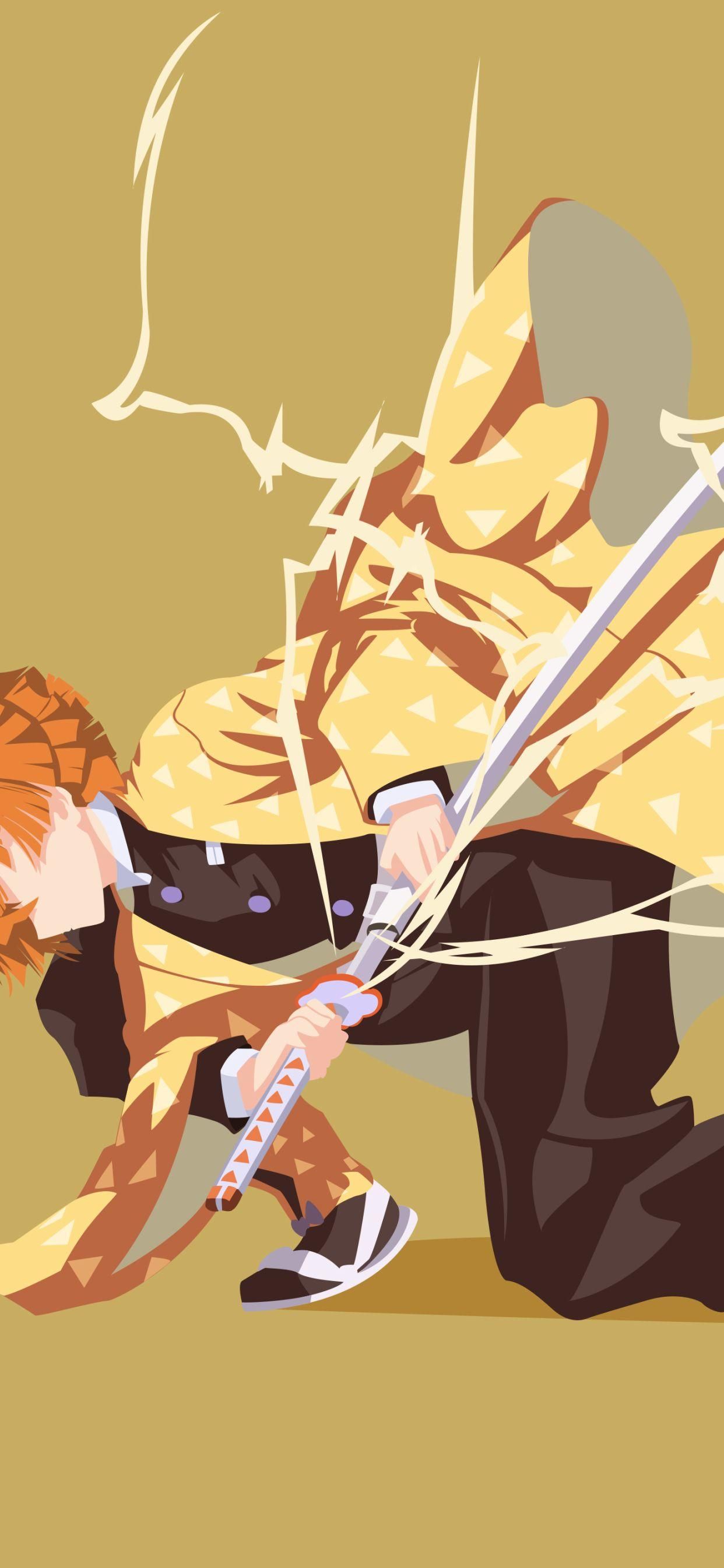 1242x2688 Zenitsu Desktop Wallpaper