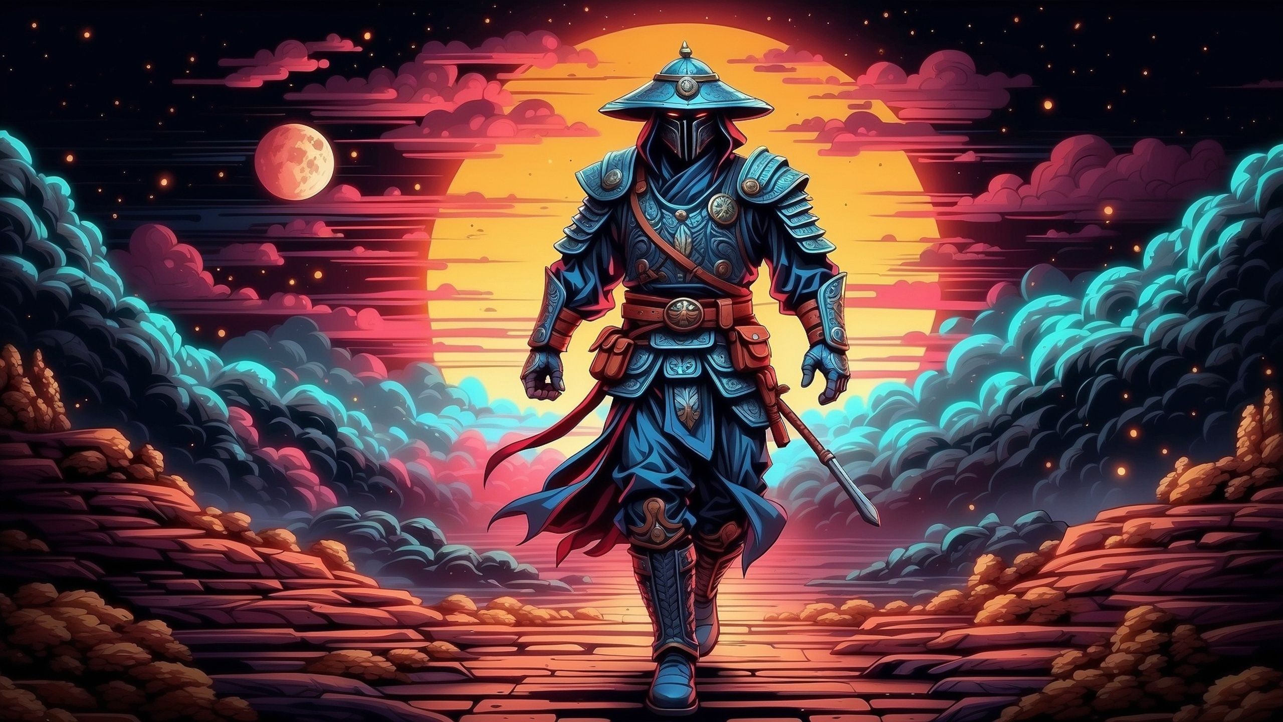 2560x1440 Download Fantasy Samurai HD Wallpaper