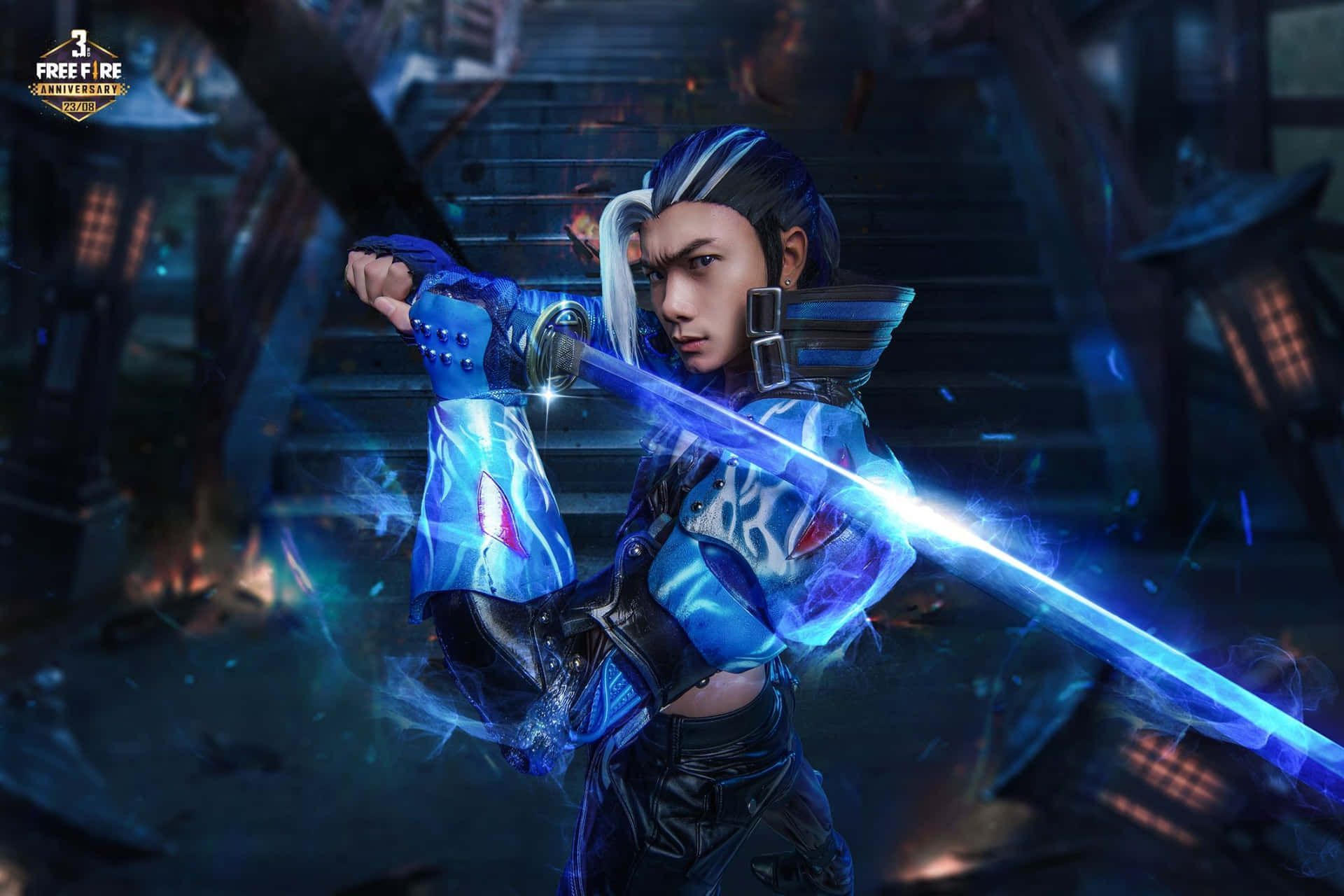 1920x1280 Free Fire Hayato Blue Samurai Wallpaper