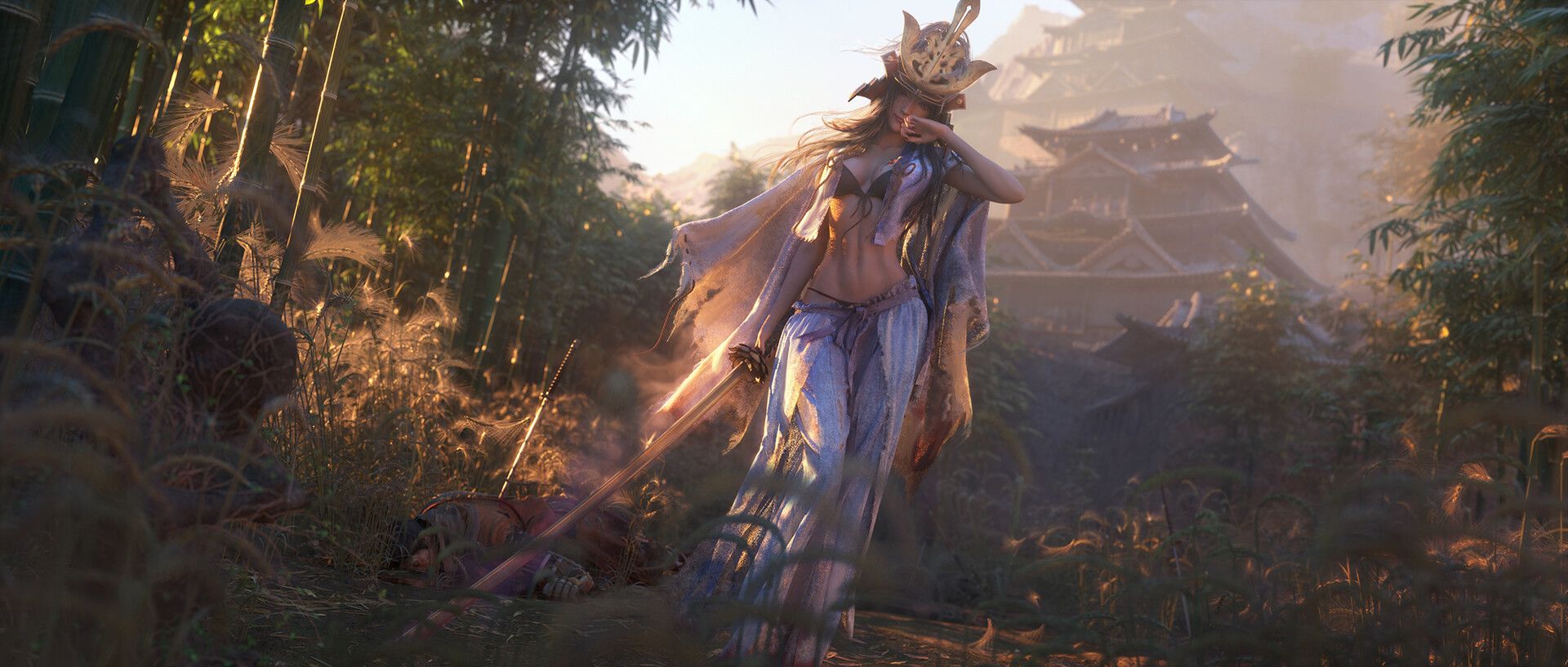 1920x817 Isshin Ashina, MI QI, artwork