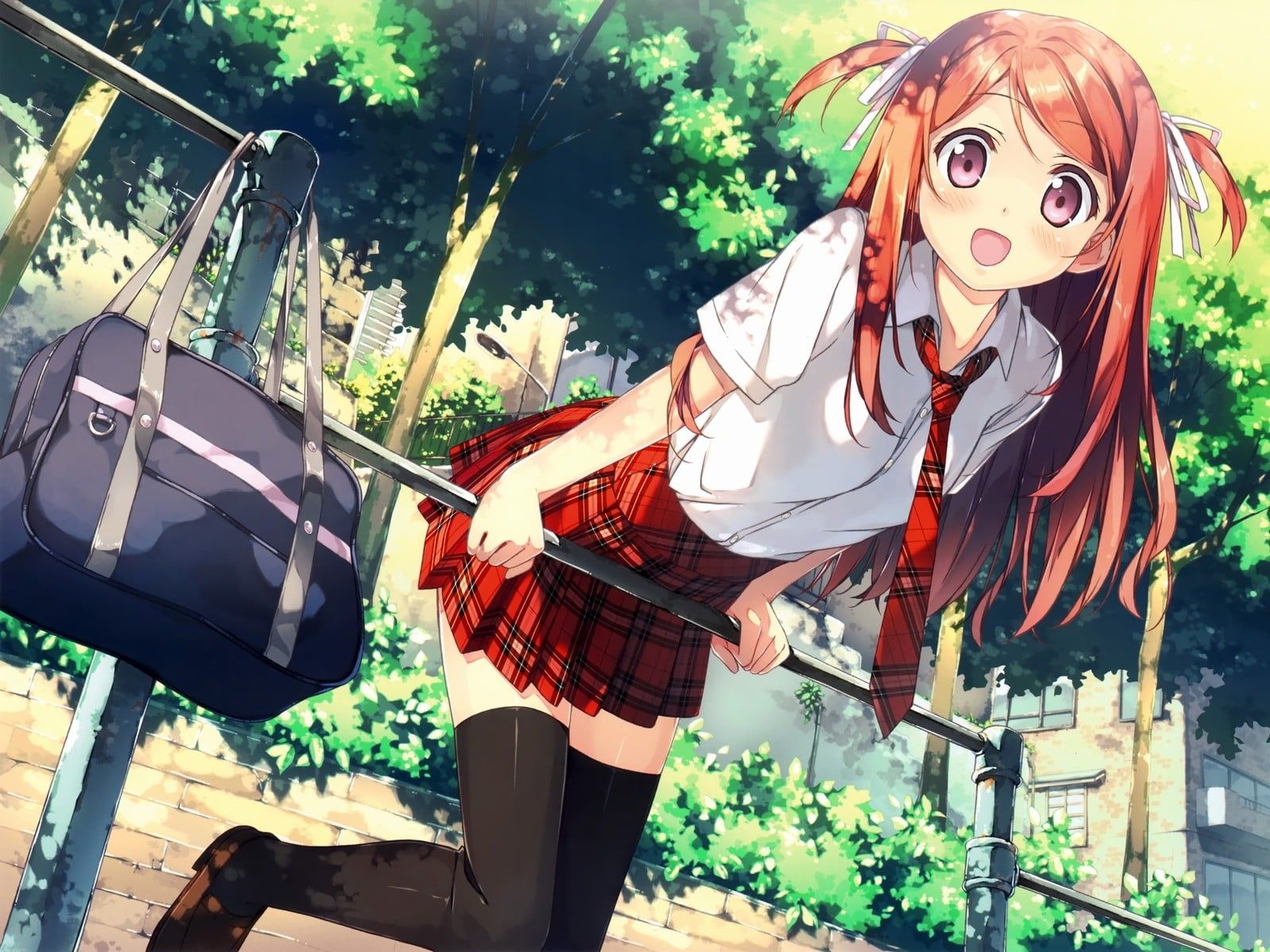 1600x1200 Anime Girls With School Bag Wallpaper