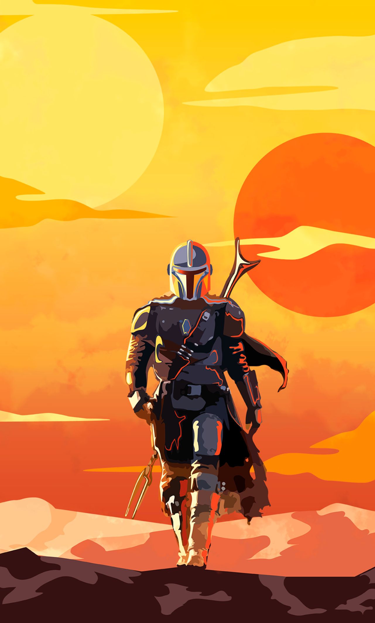 1281x2126 Wallpaper Star Wars, The Mandalorian Orange, Helmet, Art, Background Free Image