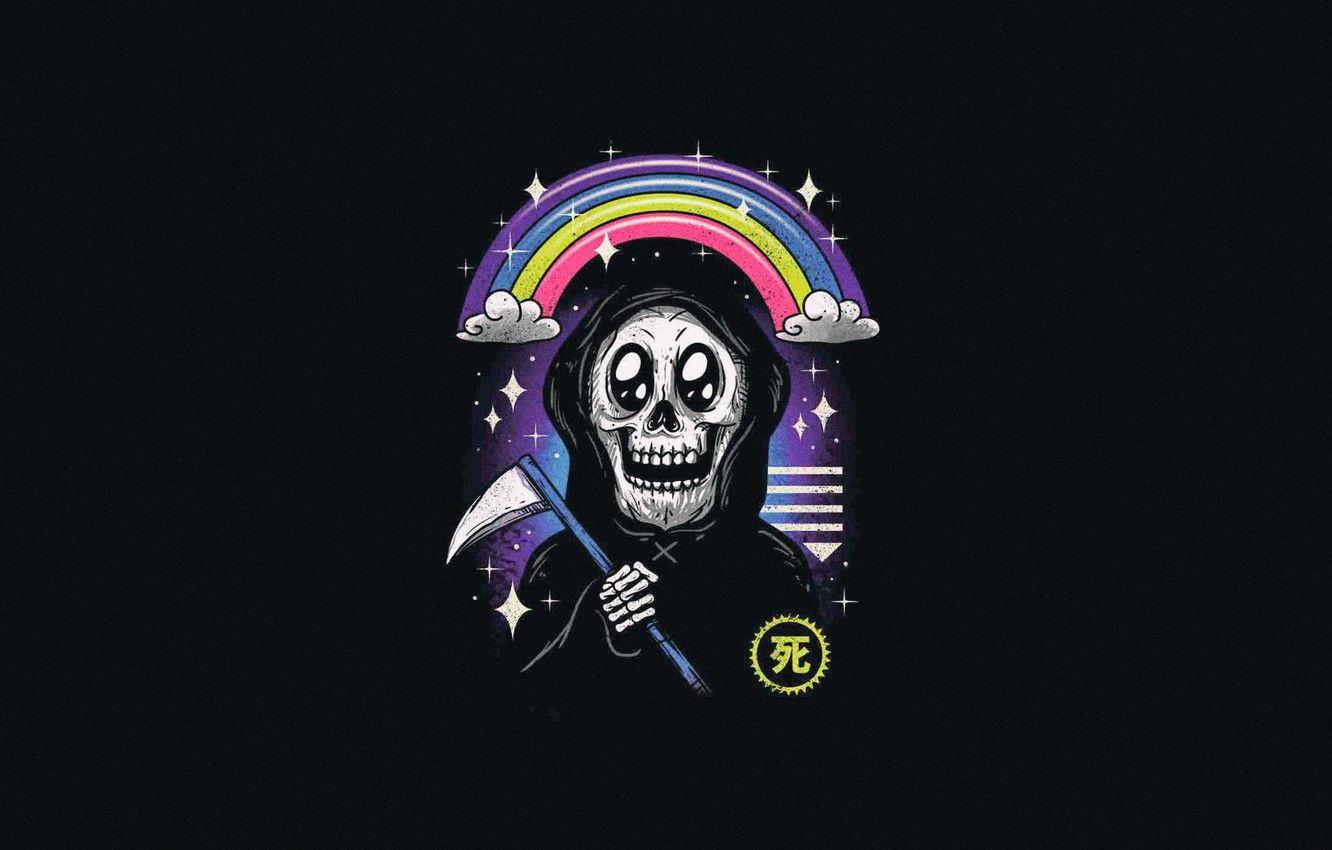 1332x850 Wallpaper Minimalism, Rainbow, Death, Art