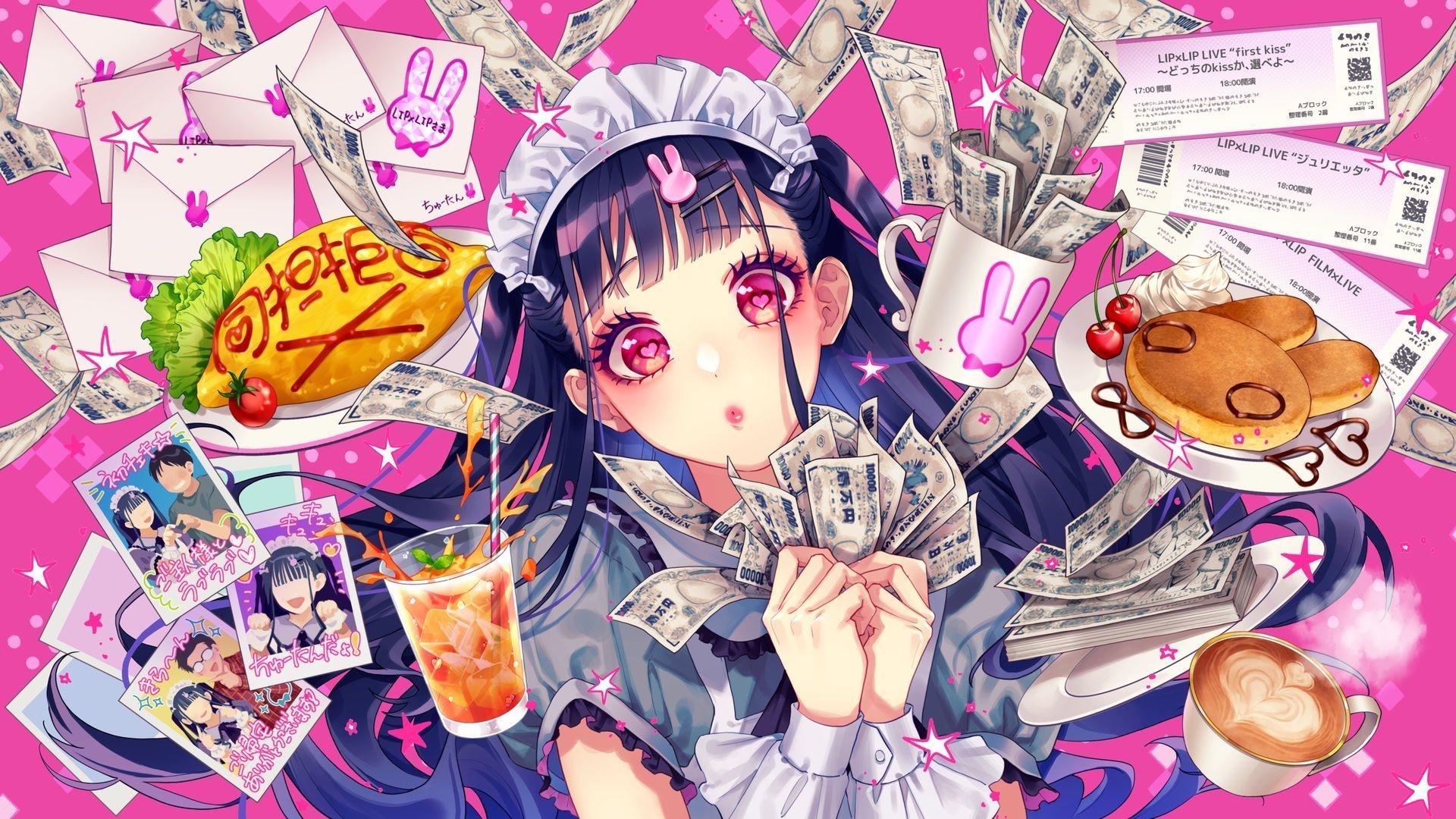 1920x1080 black hair cake cherry drink food fruit