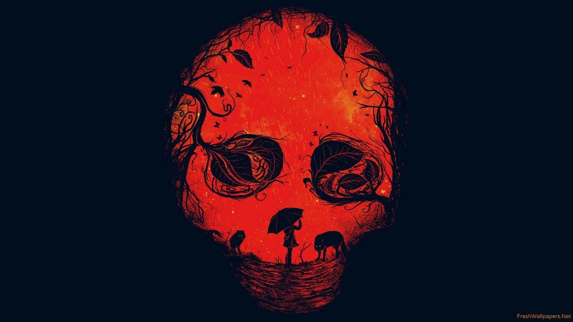1920x1080 Red skull wallpaper