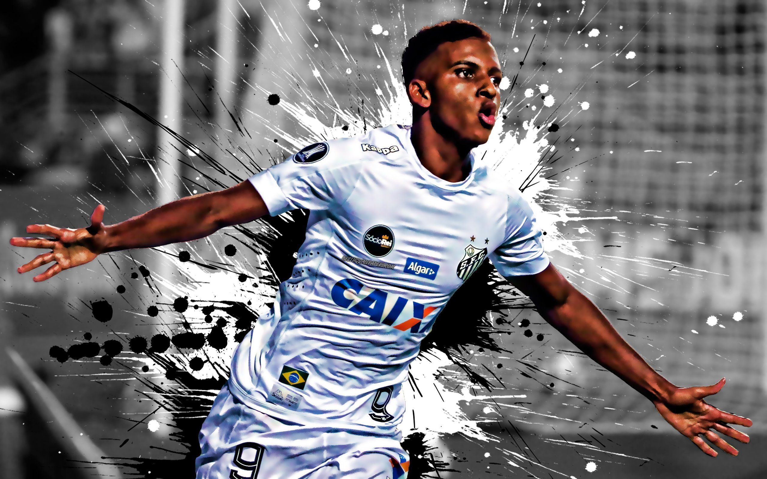 2560x1600 Brazil, football, grunge, Rodrygo Goes