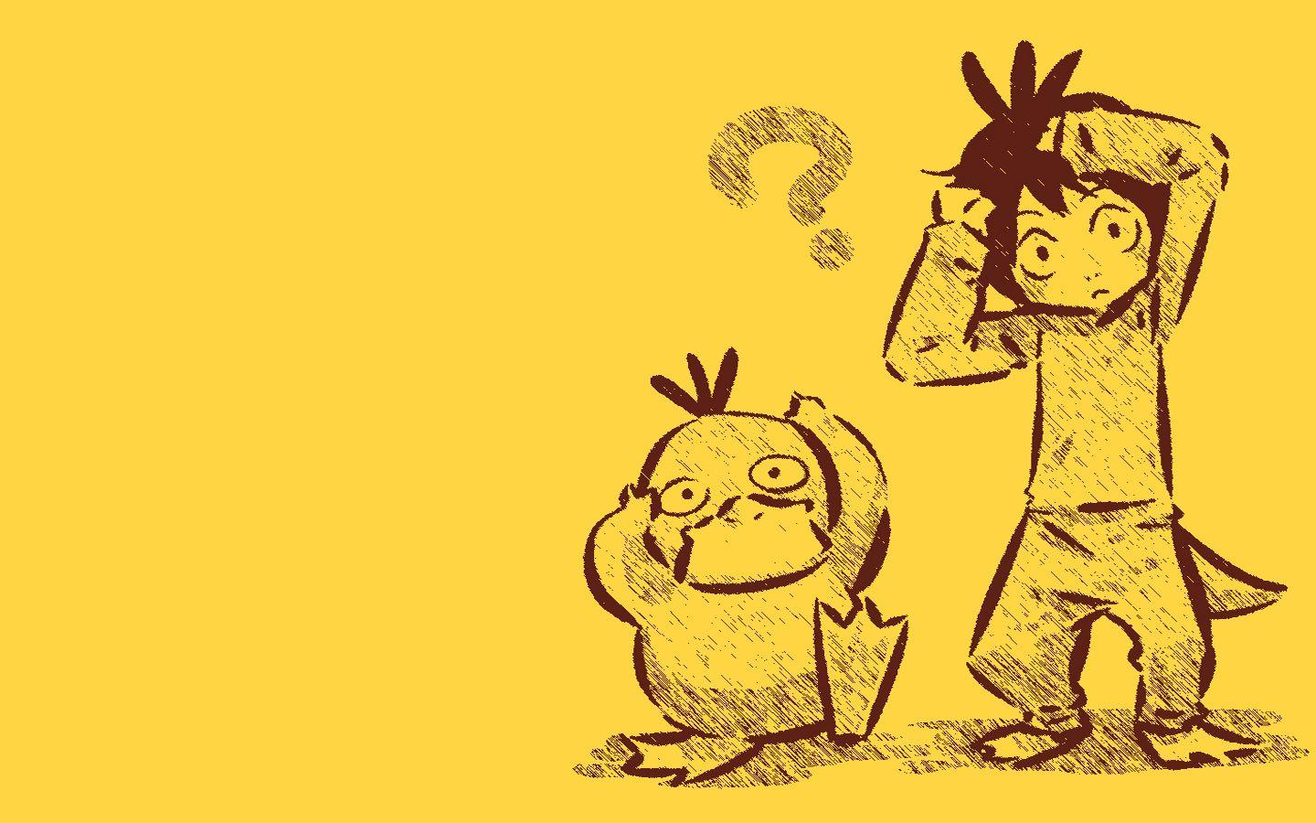 1440x900 Pokemon Psyduck anime simple background Hitec wallpaper