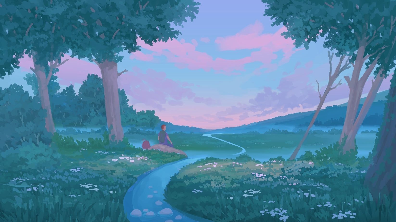 1647x923 Lofi Forest Wallpaper
