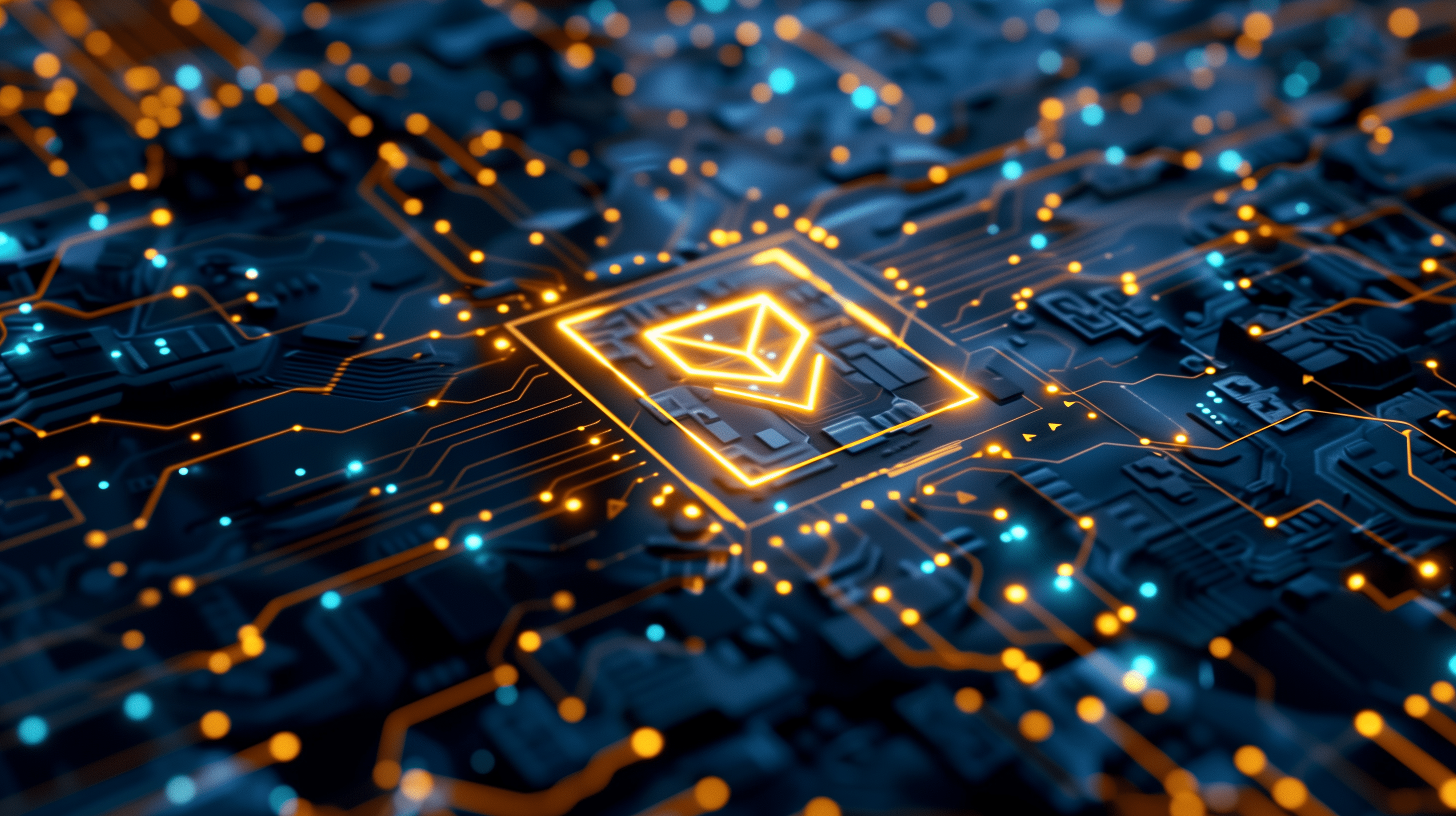 2912x1632 Futuristic Circuit Board Technology HD Wallpaper