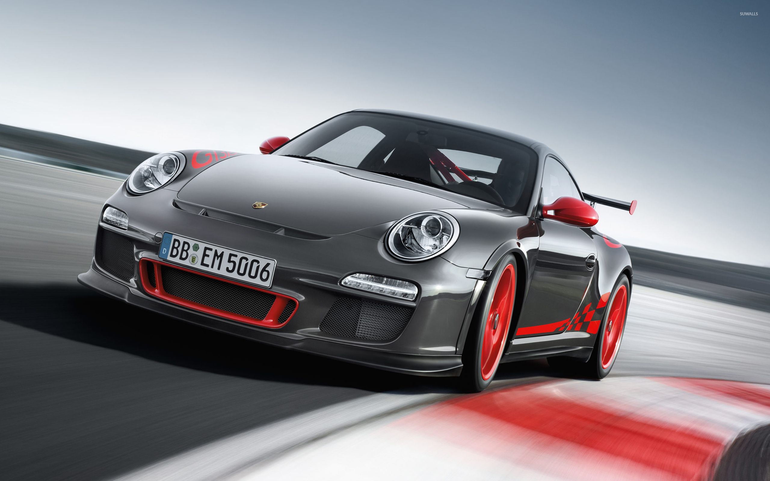 2560x1600 Silver Porsche 997 GT3 on the racing