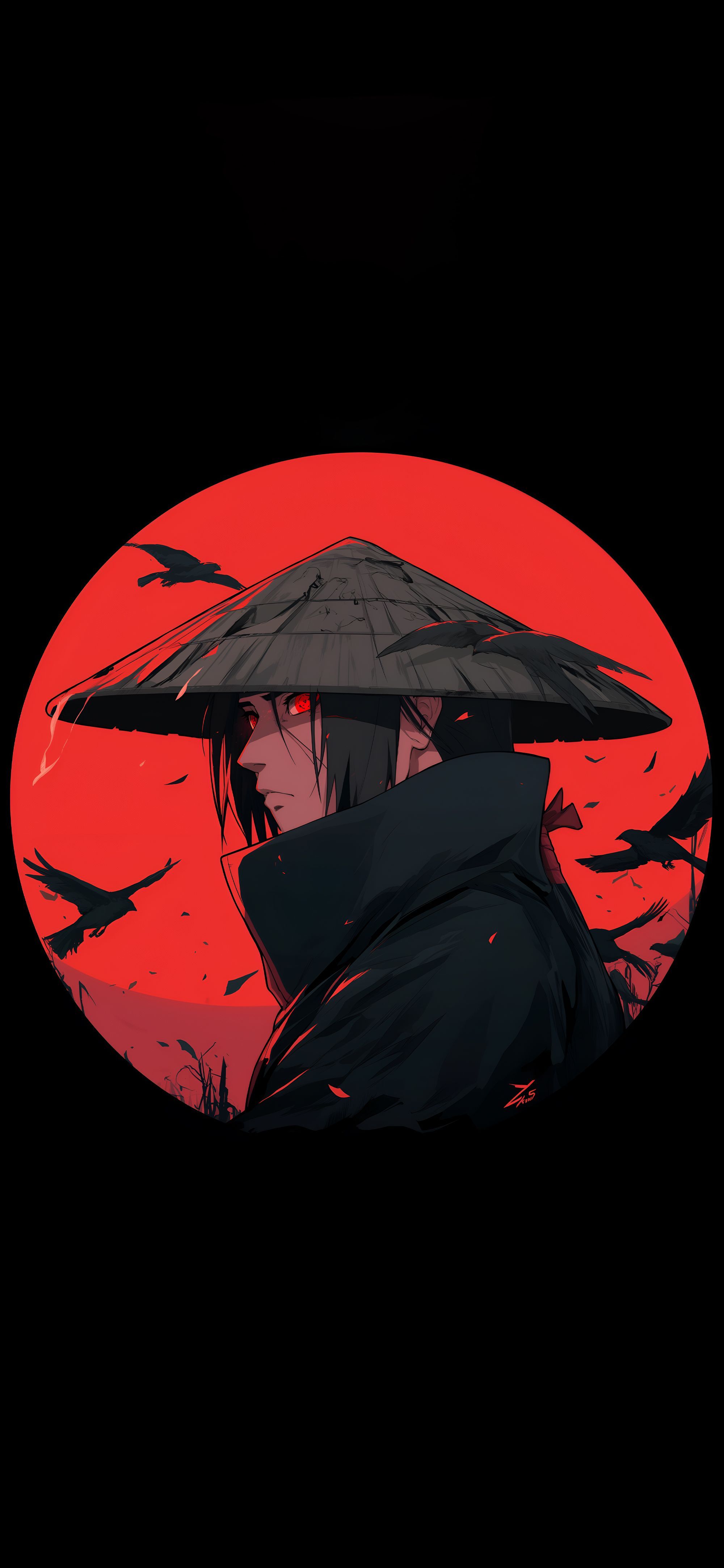 2000x4329 Itachi Uchiha Red Moon Wallpaper