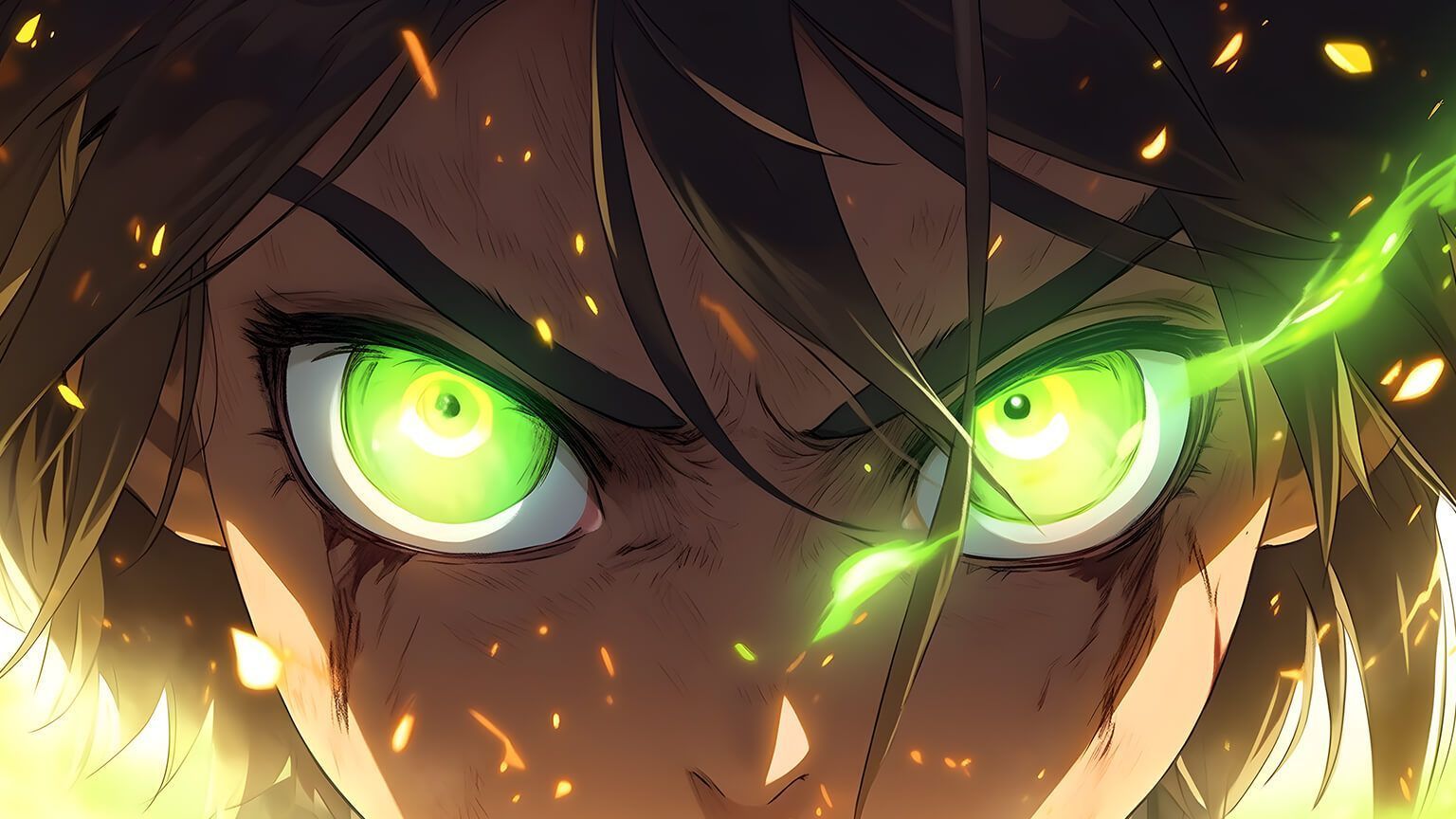1536x864 Attack of Titan Eren Yeager Green Eyes