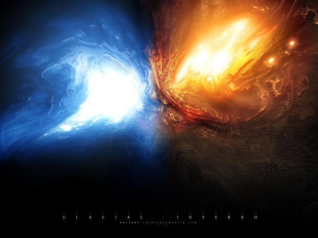 1024x768 Fire and Ice, Wallpaper Metal Abstract: Heavy Metal wallpaper