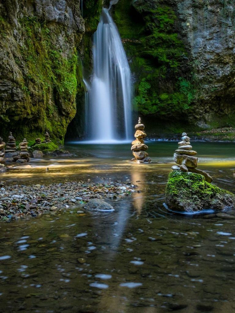 768x1024 Free download Zen Garden Waterfalls Wallpaper HD Wallpaper