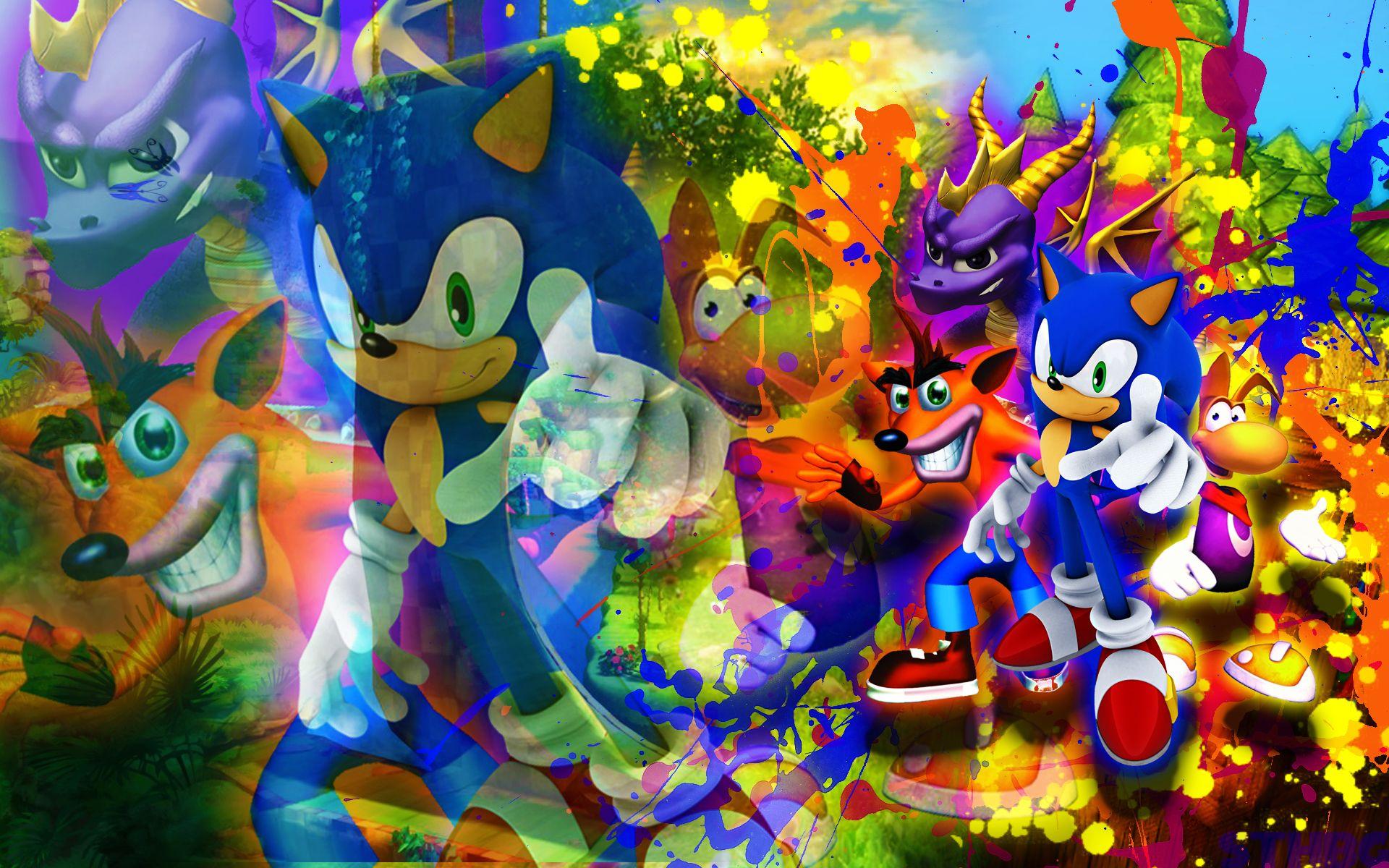 1920x1200 Free download Sonic Spyro Crash And Rayman Wallpaper