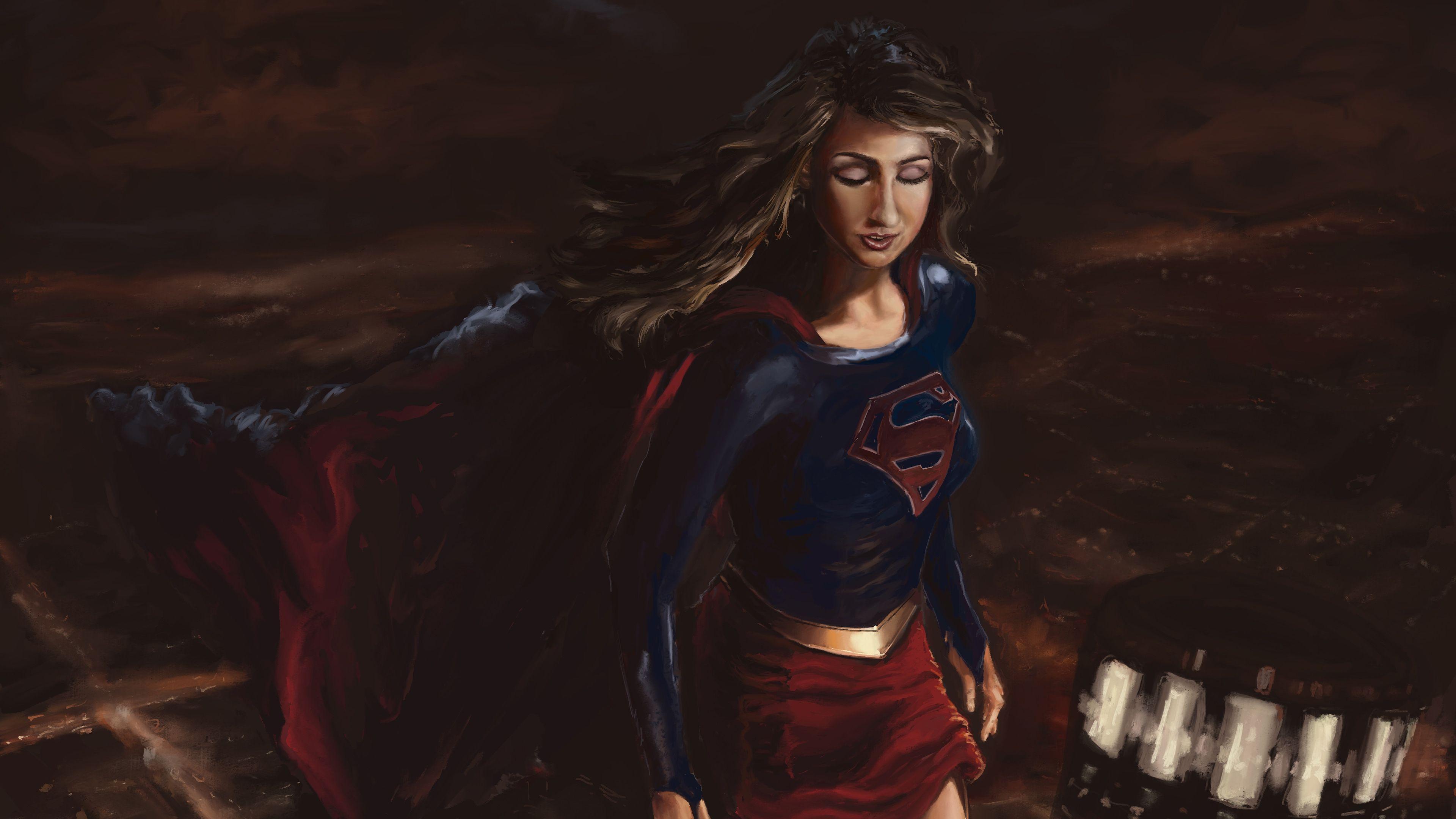 3840x2160 Wallpaper 4k Supergirl Paint Artwork 4k 4k Wallpaper