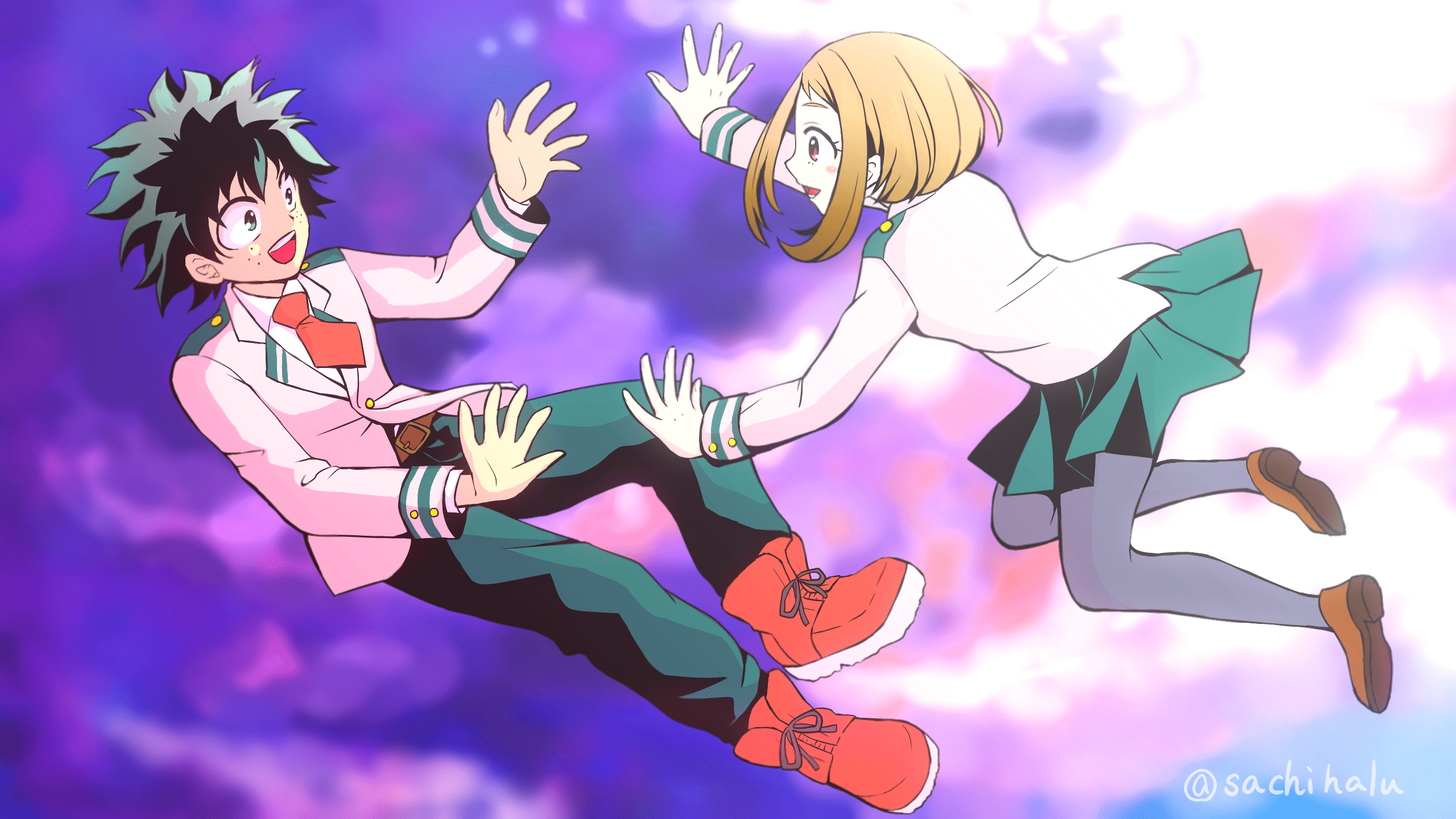 2560x1440 Download Ochaco Uraraka Izuku Midoriya