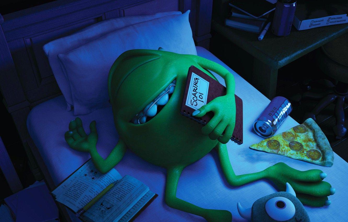 1332x850 Wallpaper Blue, Green, Smile, Bed, One Eyed, Monsters