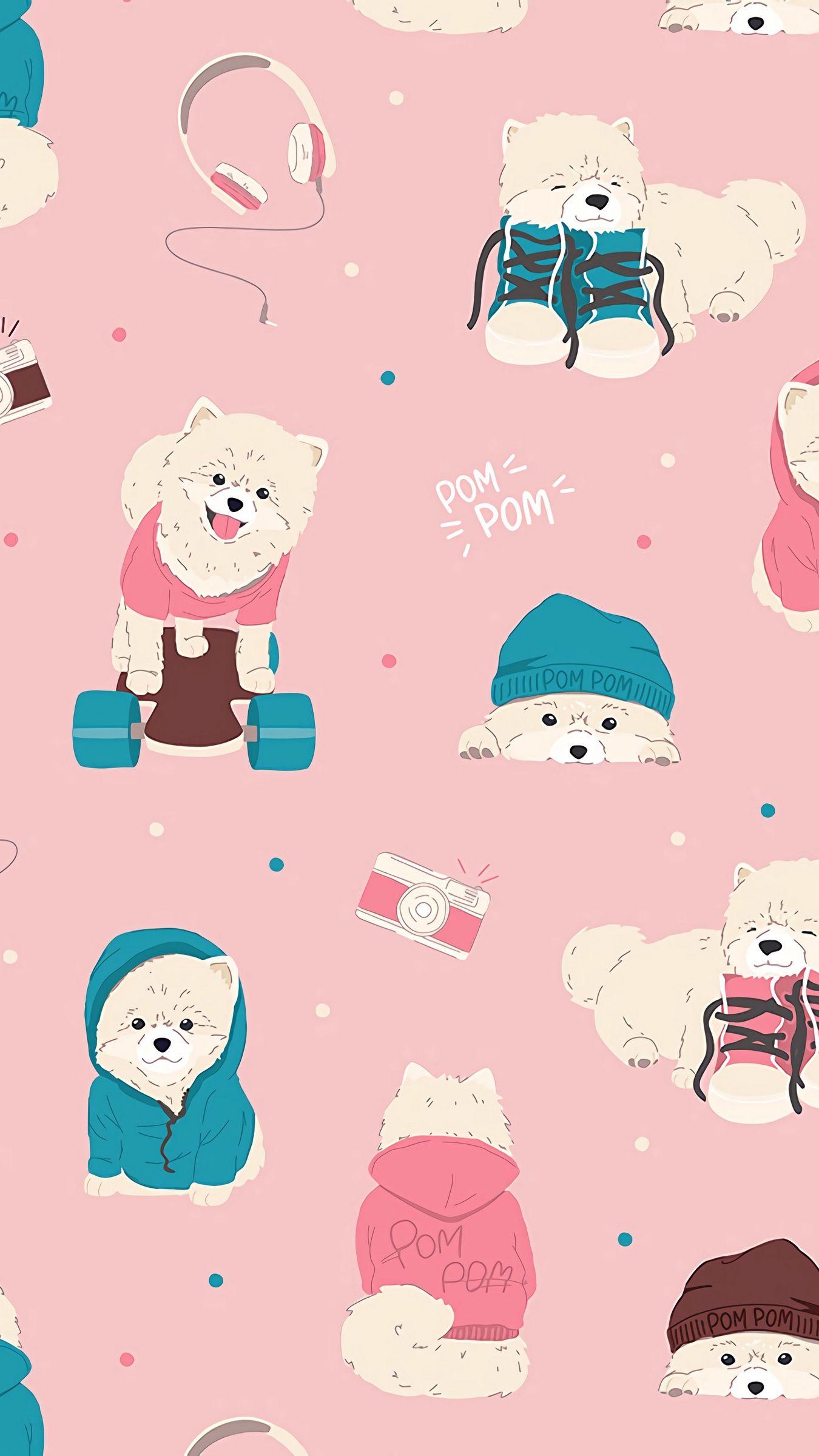 1350x2400 Download wallpaper 1350x2400 dogs, texture, lettering, cute