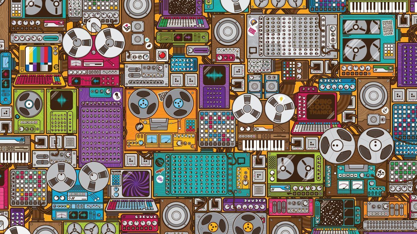 1366x768 Retro Music Wallpaper