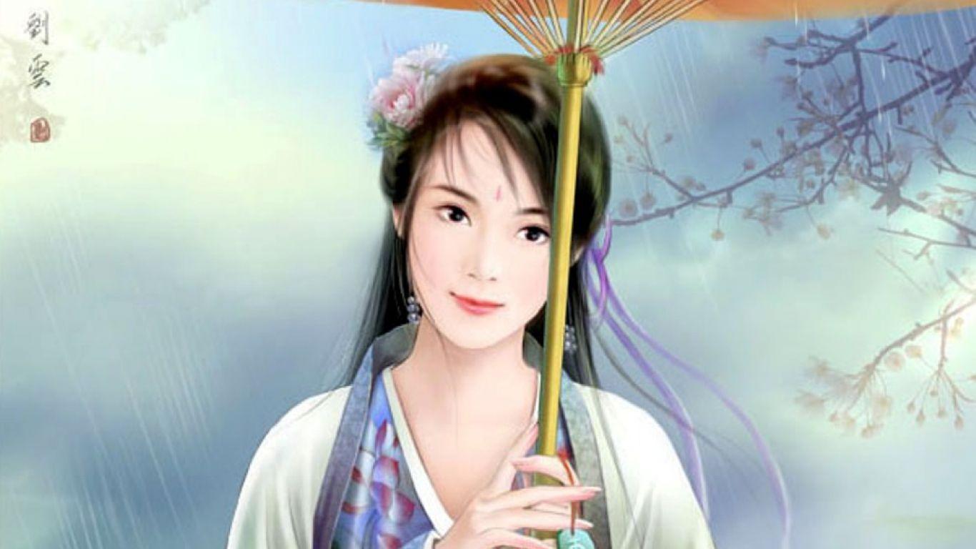1366x768 paintings of oriental women picture