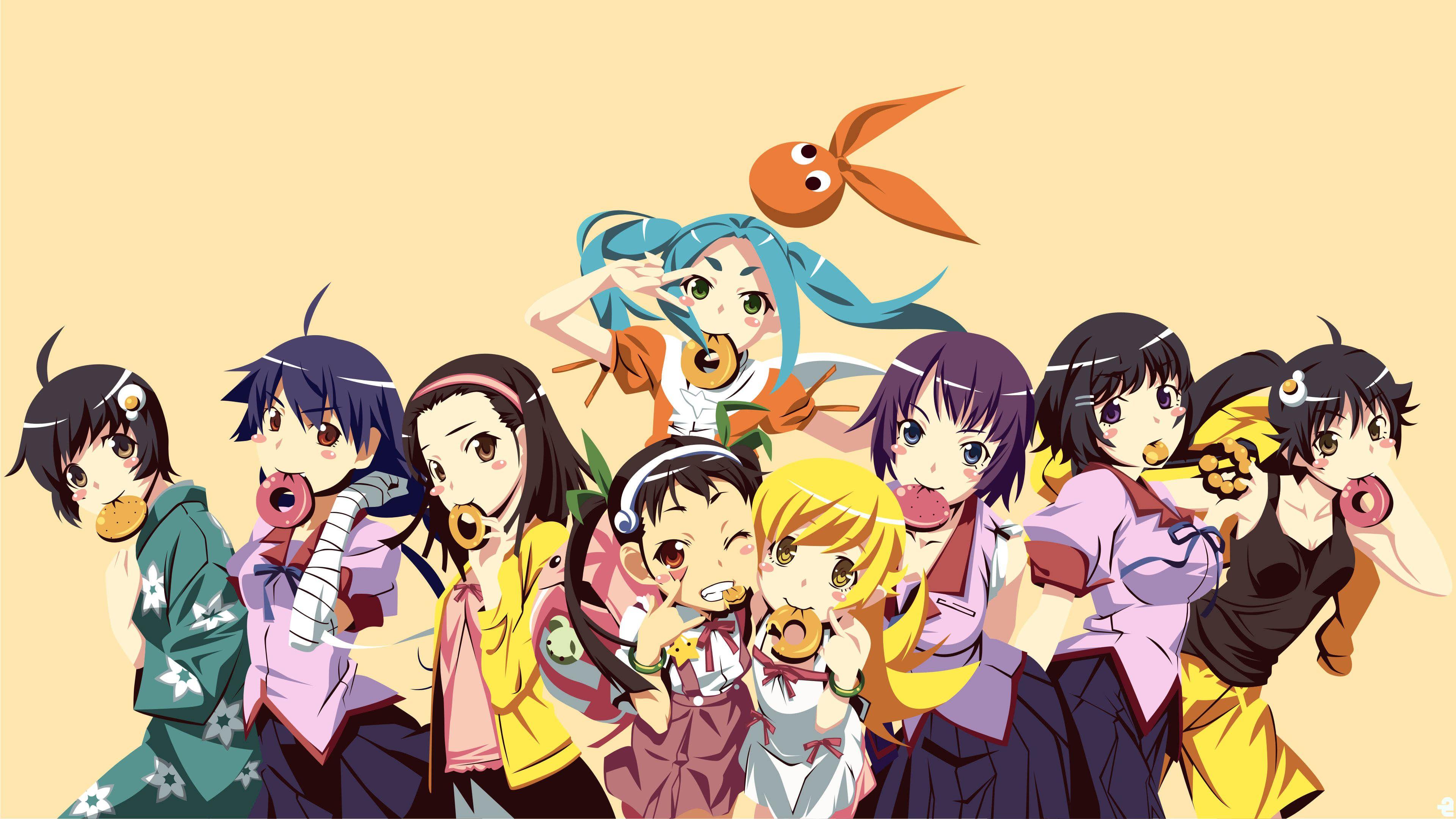3840x2160 Shinobu took Araragi's harem to Mr.Donut