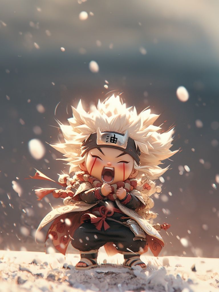 768x1024 Jiraiya Wallpaper 4K, Chibi, Naruto, AI art