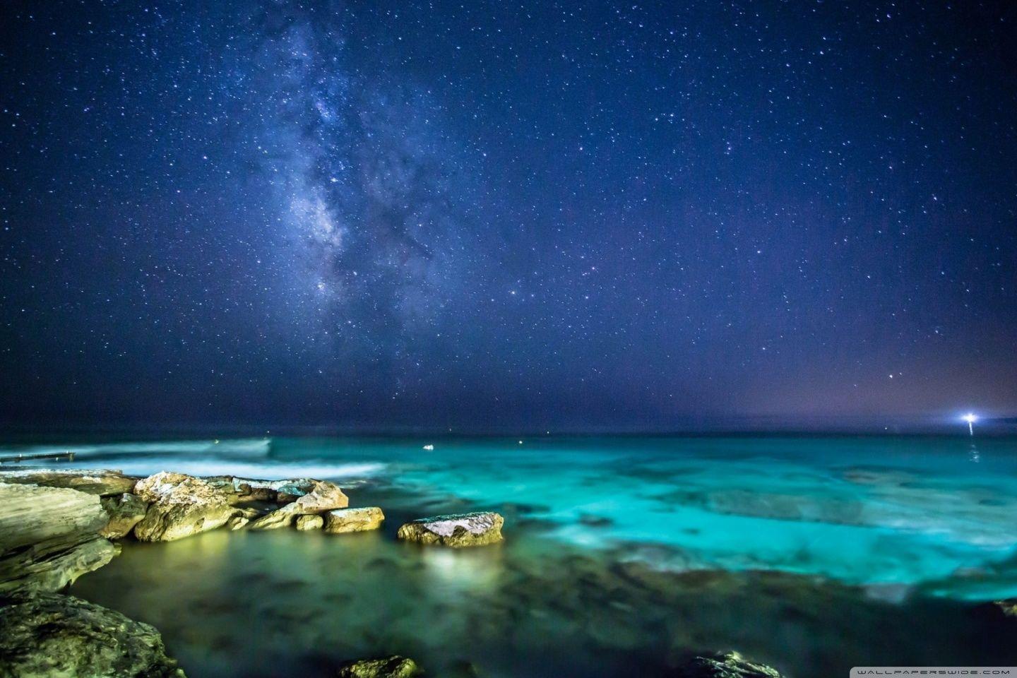 1440x960 Ocean Night Sky ❤ 4K HD Desktop Wallpaper for 4K Ultra HD TV