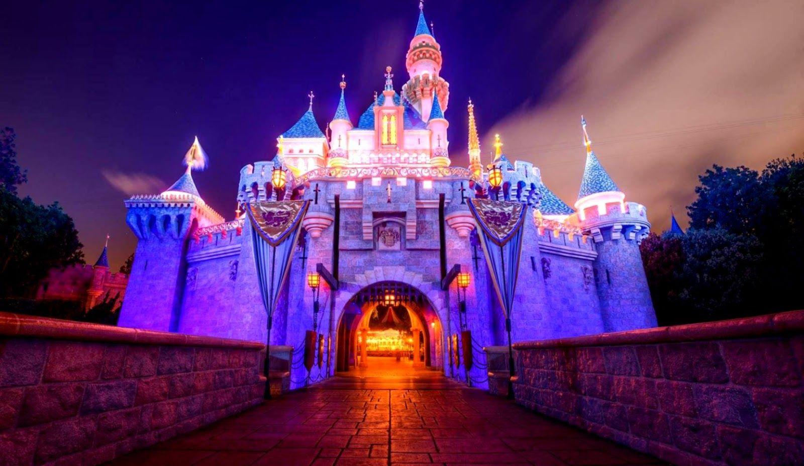 1600x927 Landscape Wallpaper Pink Blue Disney Castle HD Wallpaper